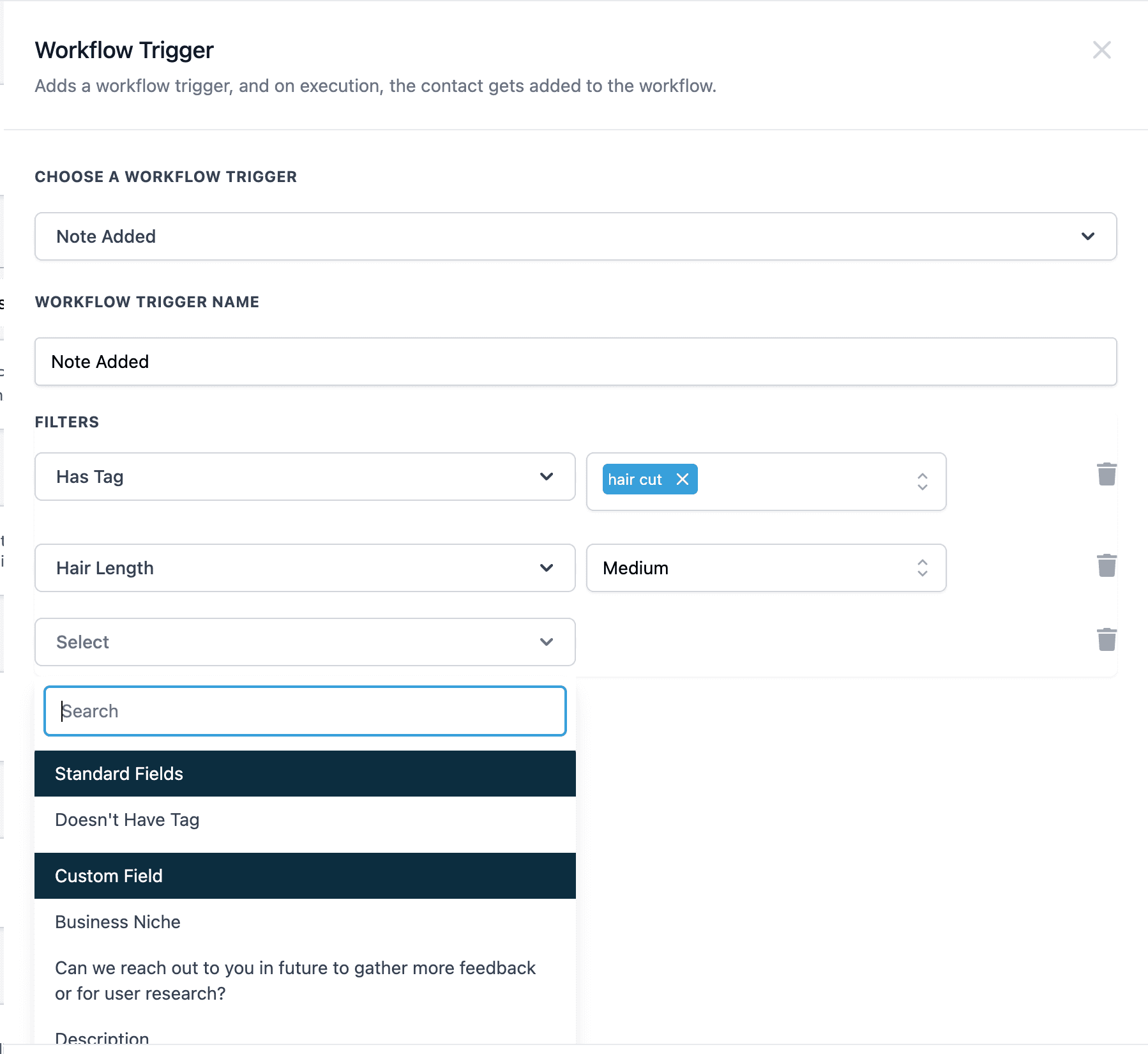 Schermata 1 — Trigger - Nota Aggiunta -> Workflow Trigger - Nota Aggiunta
