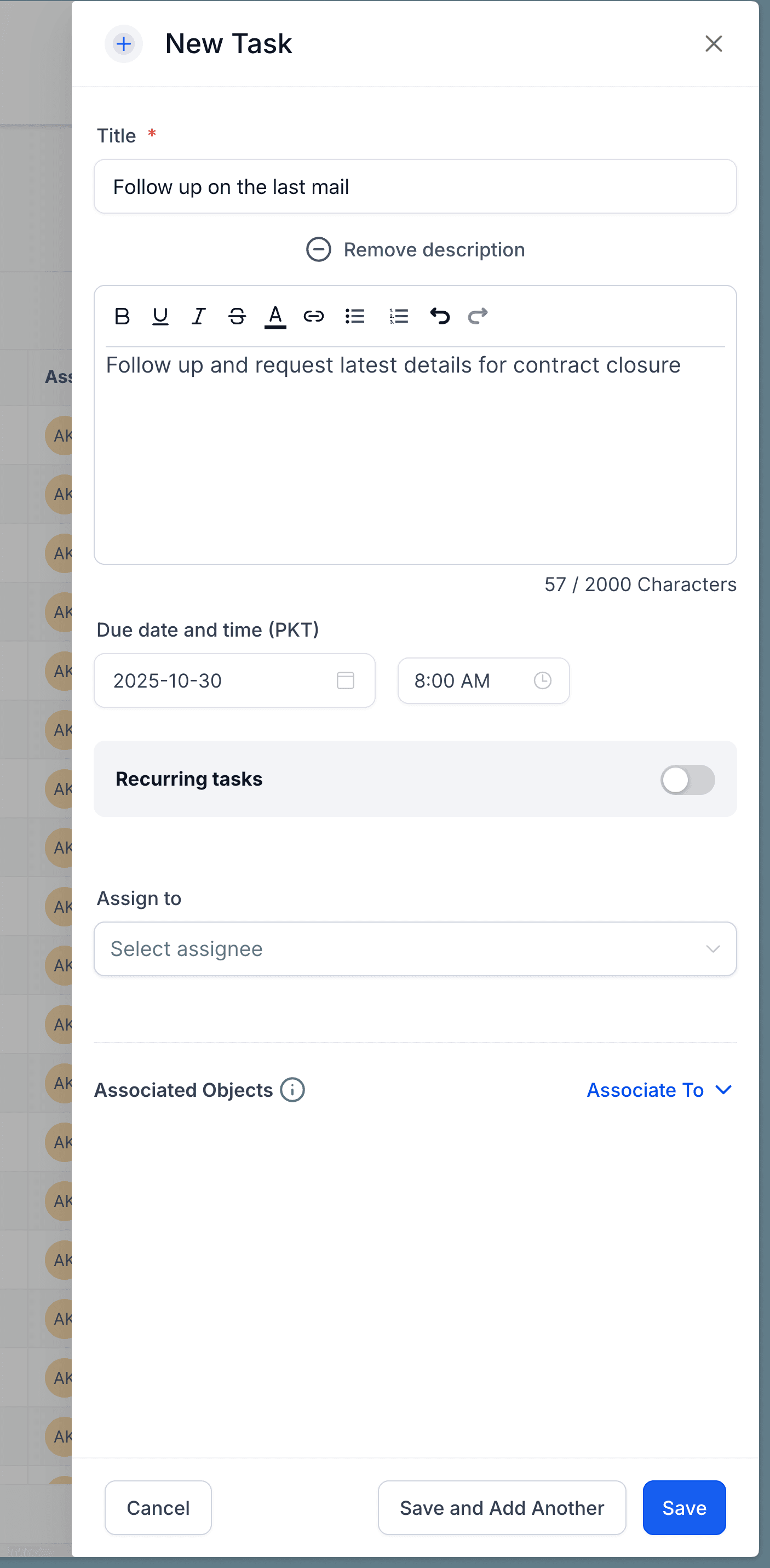 Schermata 2 — Task Ricorrenti