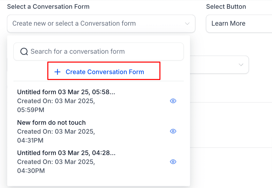 Schermata 2 — Come creare un form di conversazione in Ad Manager