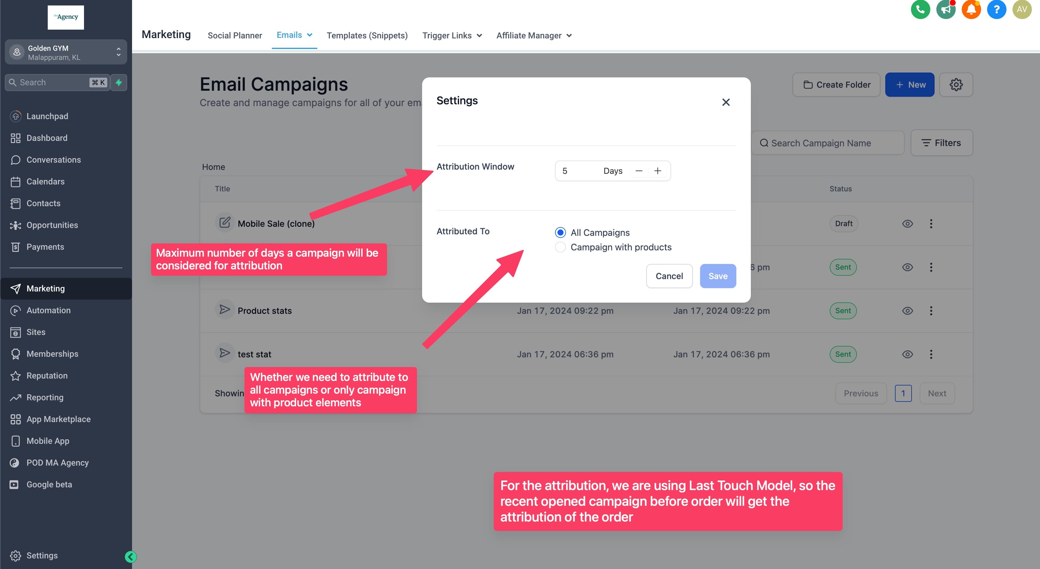 Schermata 4 — Guida alle Impostazioni di Attribuzione Email: come personalizzarle?