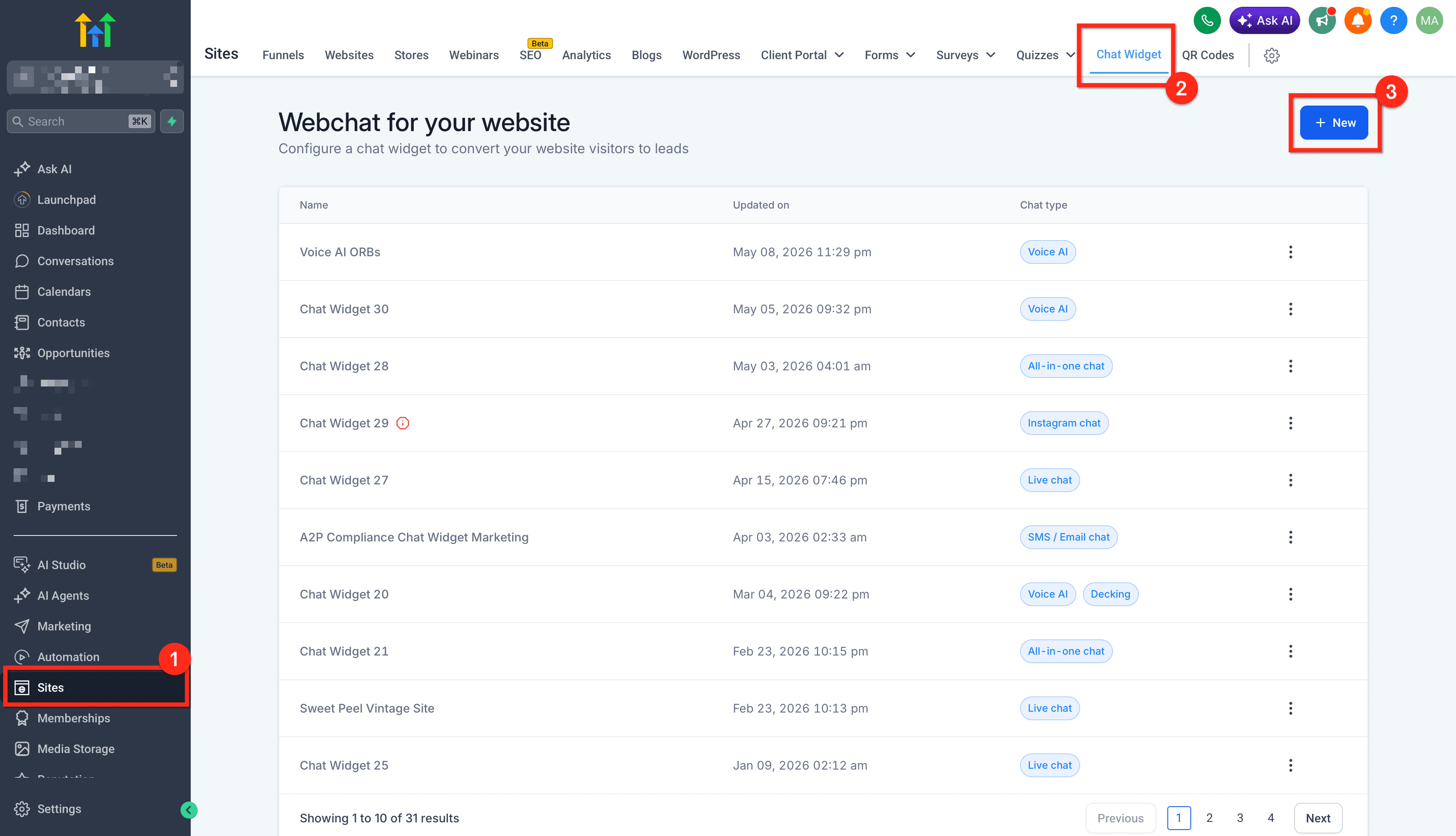 Schermata 3 — Come usare note vocali e allegati nei Chat Widget Live