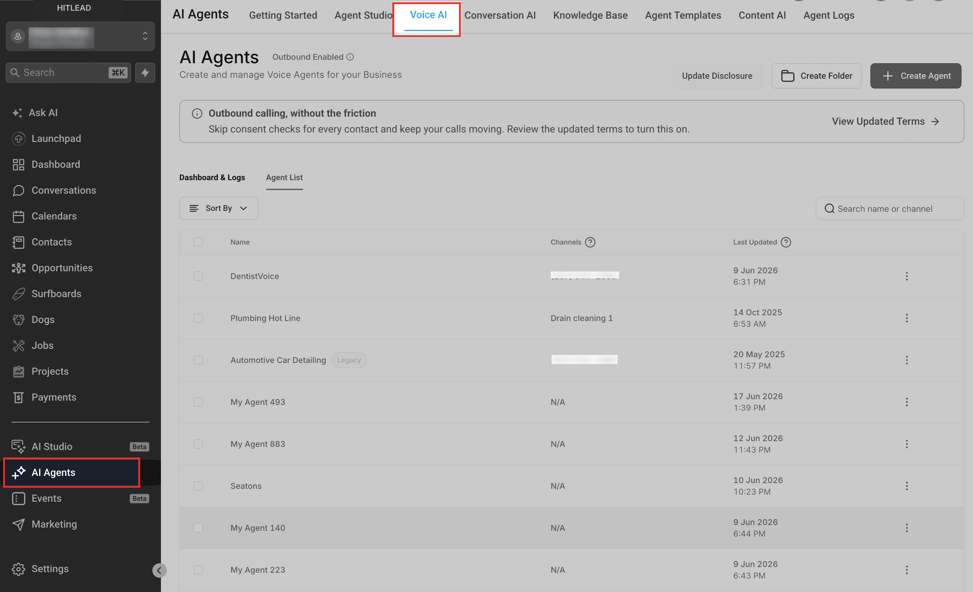 Schermata 1 — Come Visualizzare i Log delle Chiamate di Test nella Dashboard Voice AI