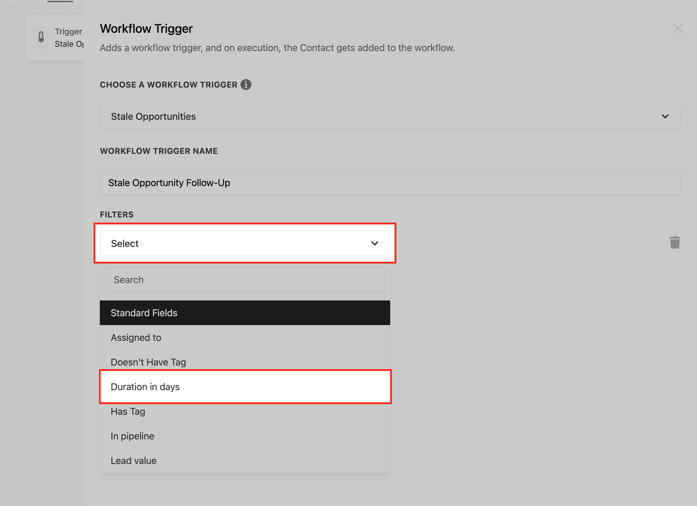 Schermata 7 — Workflow Trigger - Opportunità Stagnanti