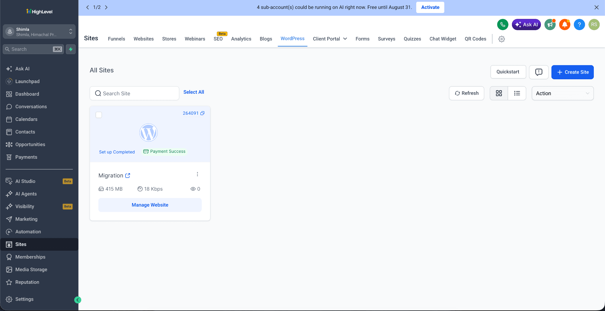 Schermata 1 — Gestione Plugin e Temi WordPress