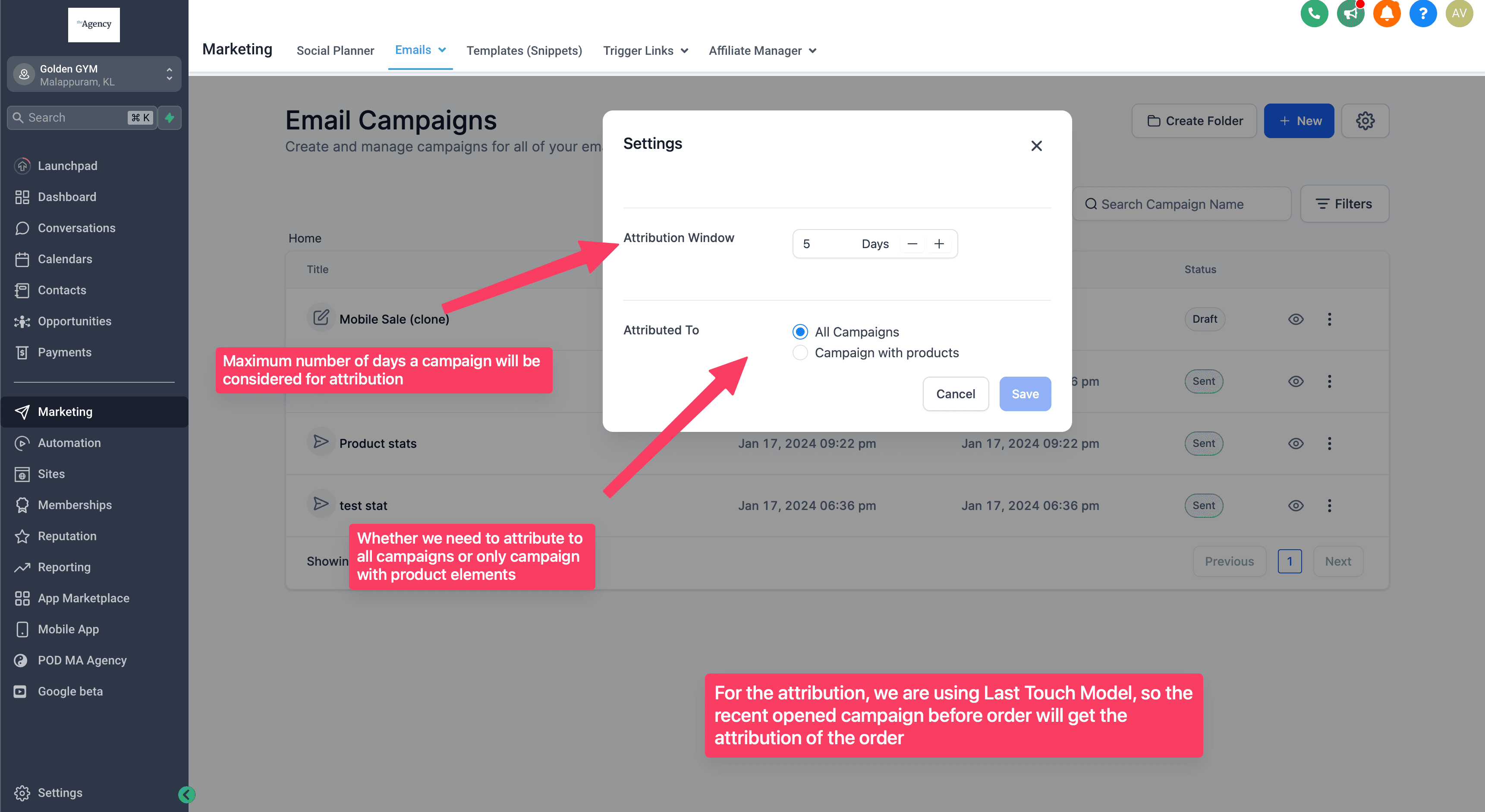 Schermata 2 — Guida alle Impostazioni di Attribuzione Email: come personalizzarle?