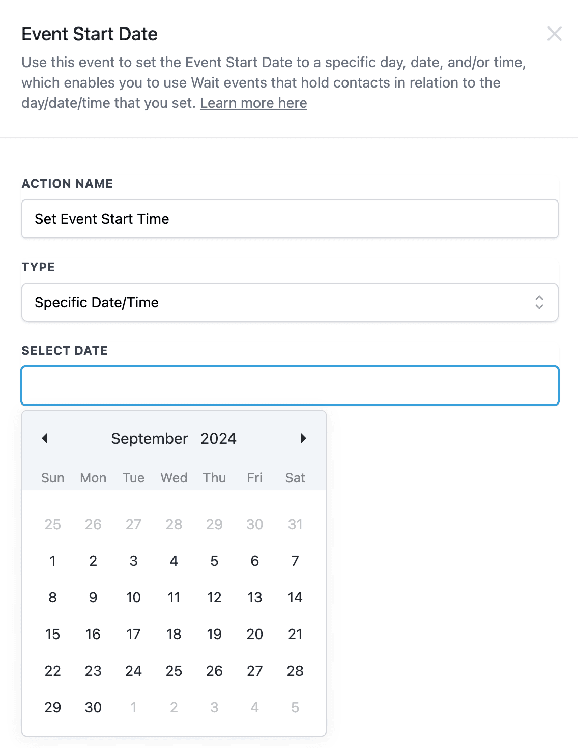 Schermata 4 — Azione Workflow - Event Start Date