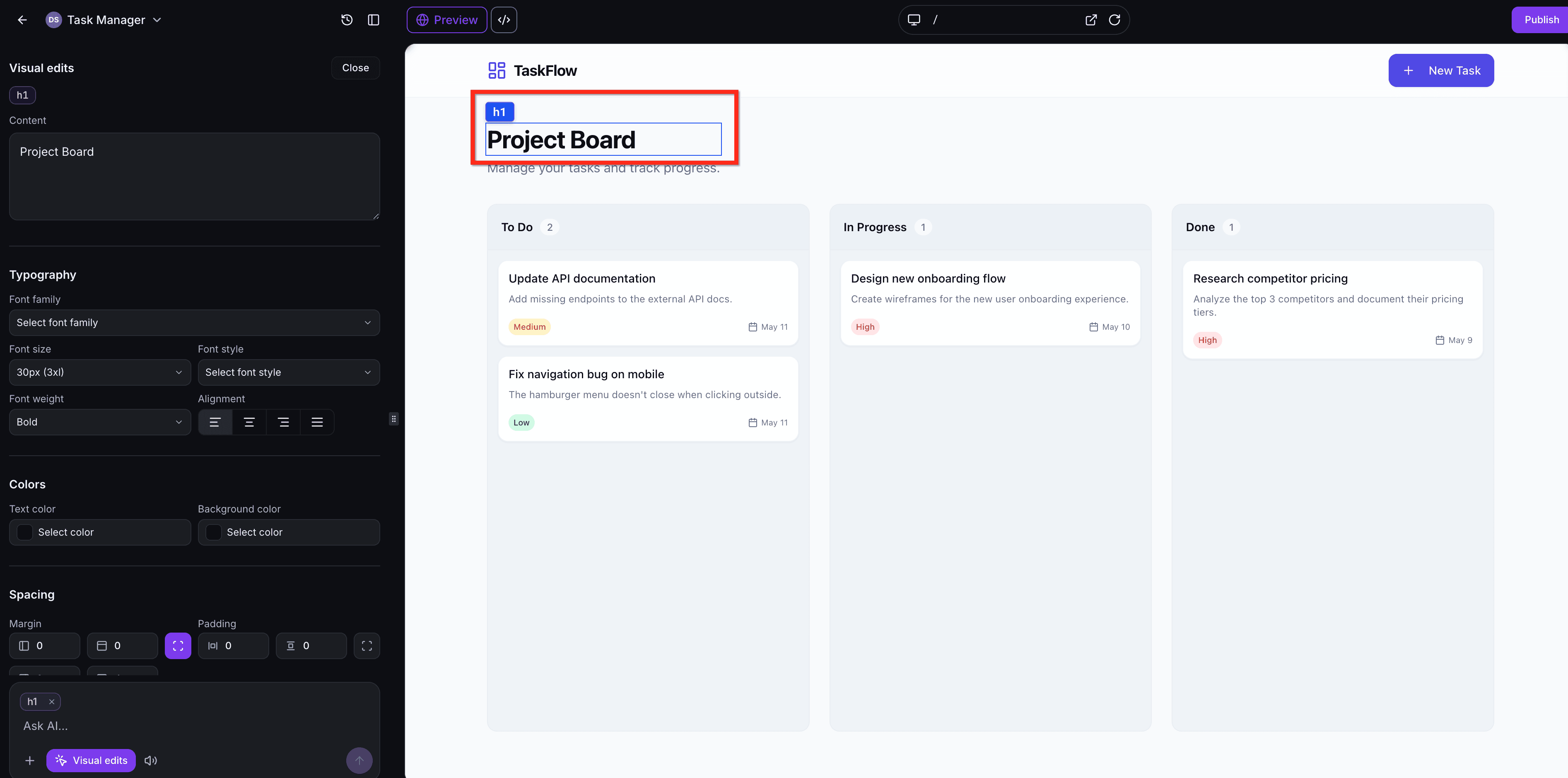 Schermata 3 — Modifiche Visive in AI Studio