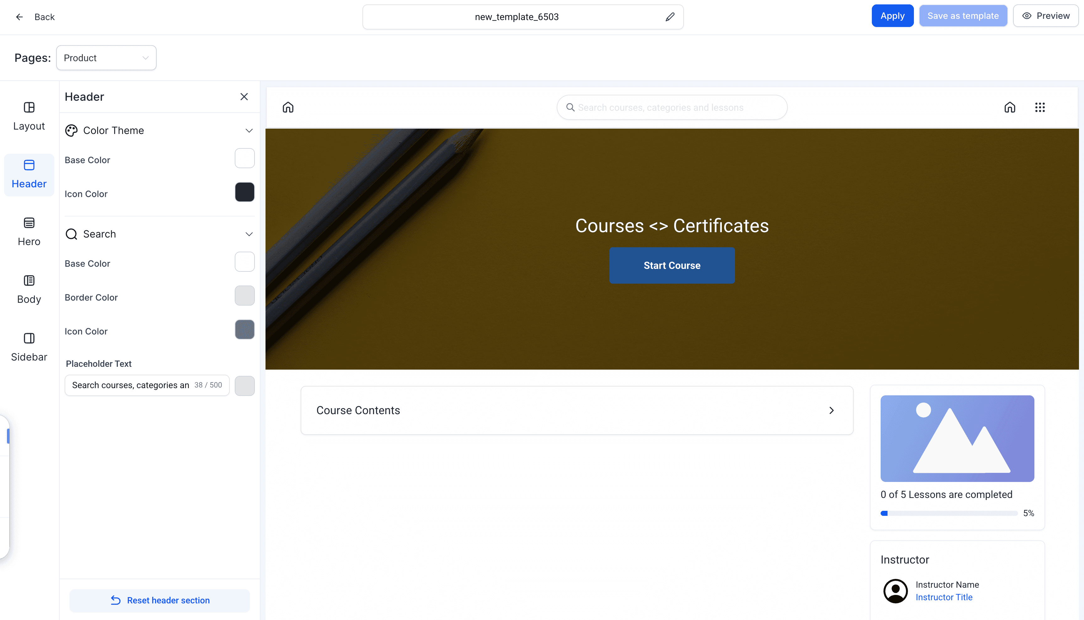 Schermata 3 — Nuovo Theme Customizer per i Corsi
