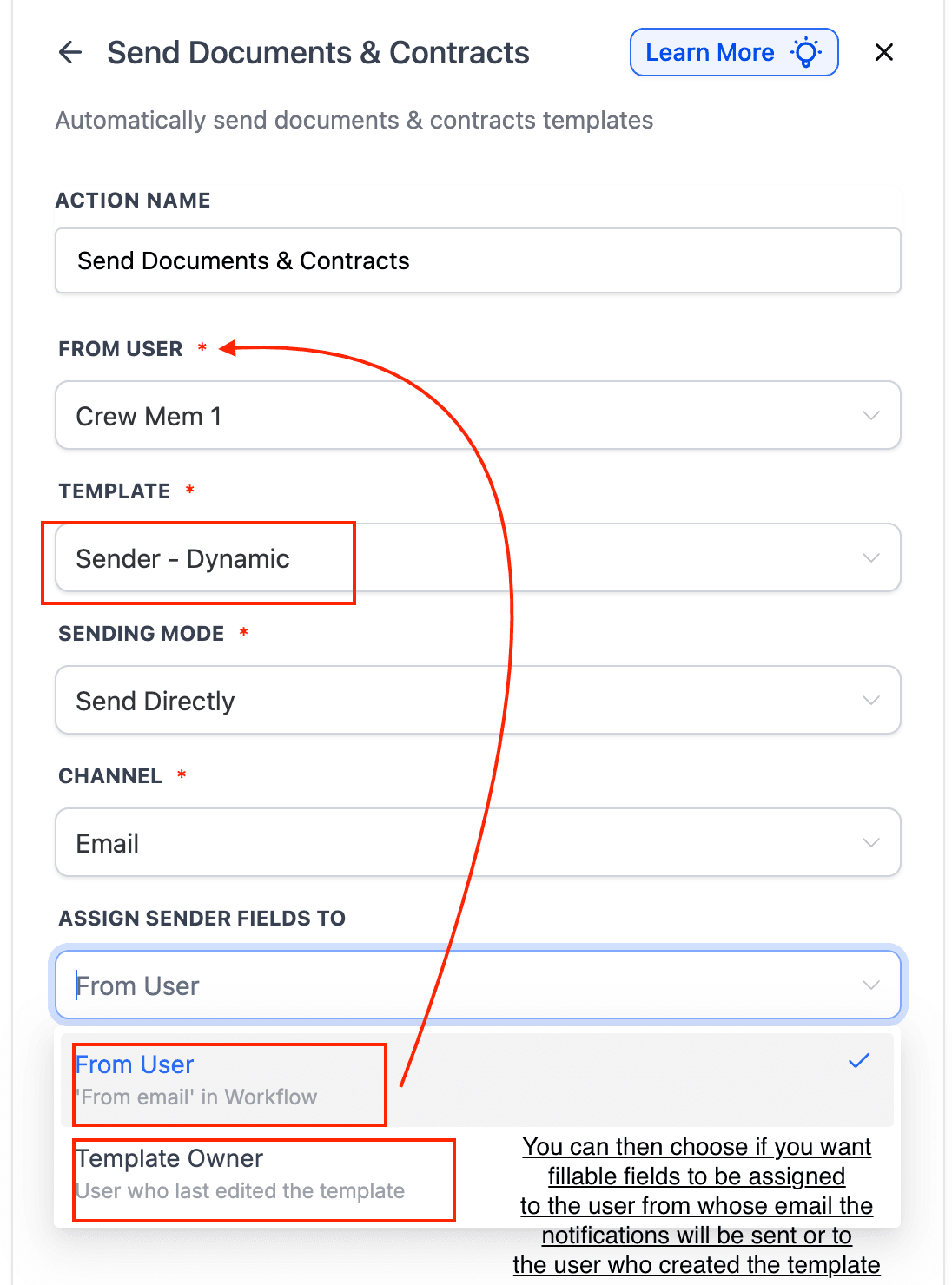 Schermata 5 — Come creare e inviare template di documenti o contratti automaticamente in un Workflow