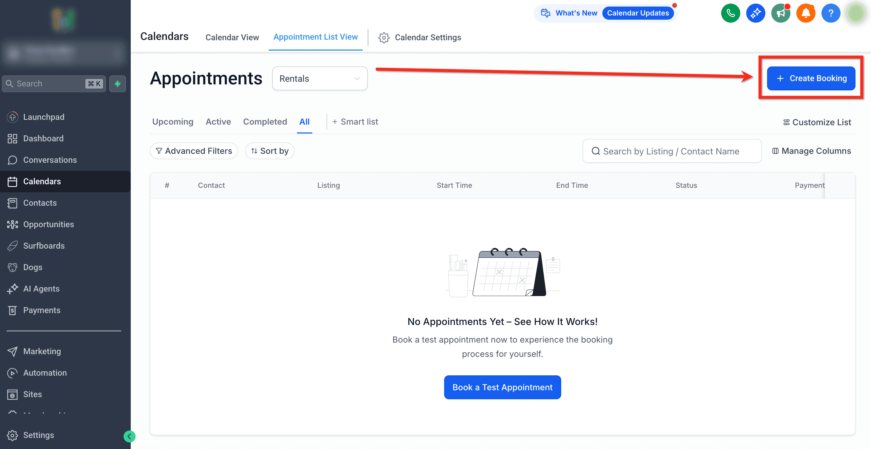 Schermata 3 — Creare una Prenotazione