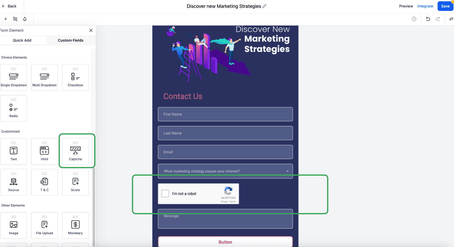 Schermata 1 — Come rendere sicuri i Form dall'invio di spam?