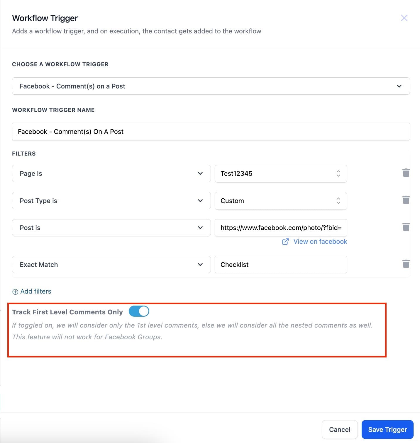 Schermata 11 — Workflow Trigger - Commenti Instagram su un Post