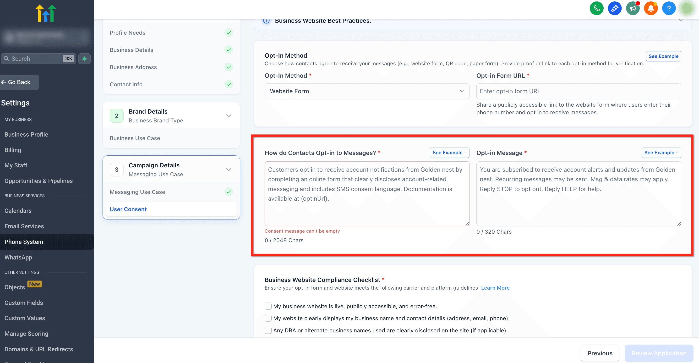 Schermata 8 — Registrazione Campaign A2P: Guida Passo-Passo e FAQ