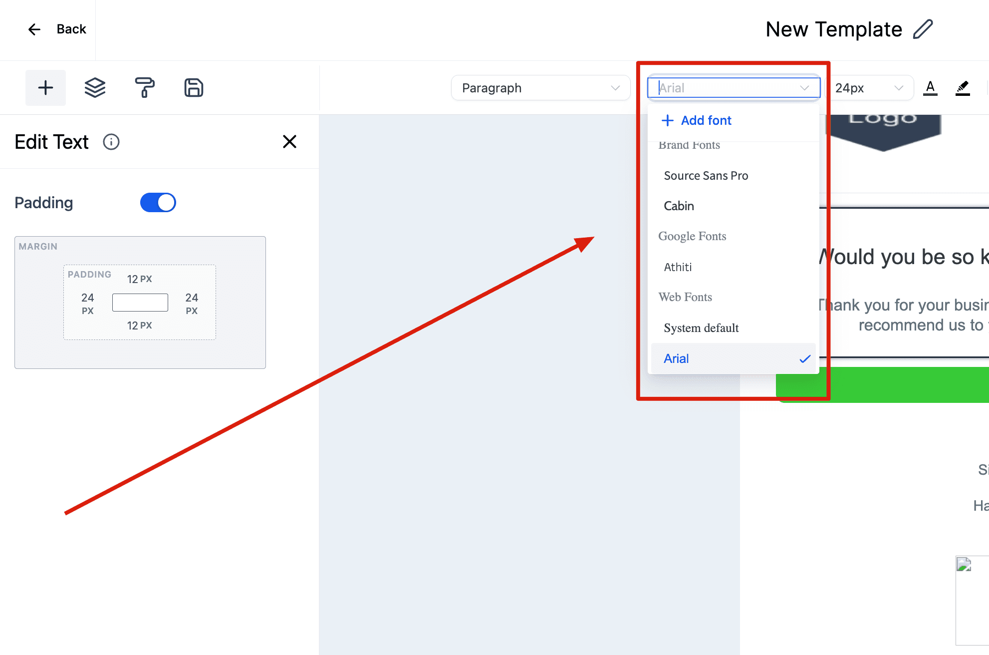 Schermata 33 — Come usare l'Email Builder e il suo Editor Inline
