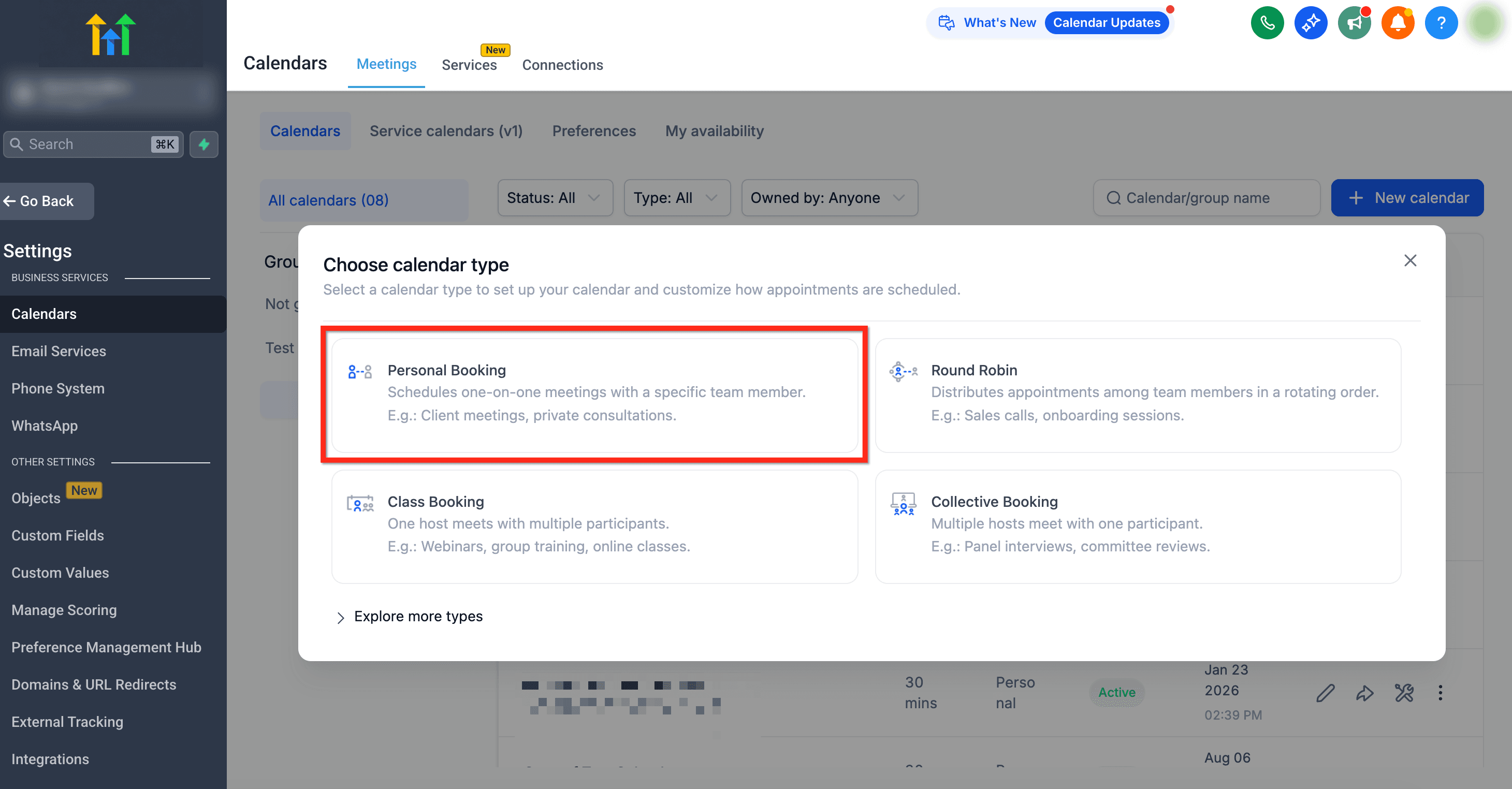 Schermata 3 — Per iniziare - Configura un Calendario di Prenotazione