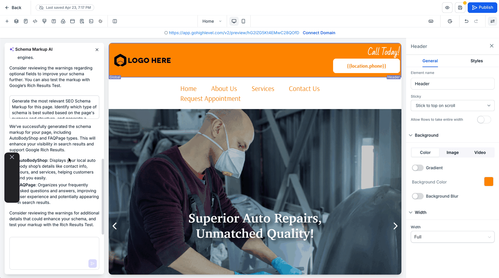 Schermata 8 — Come eliminare i Schema Markup in Funnel e Siti Web