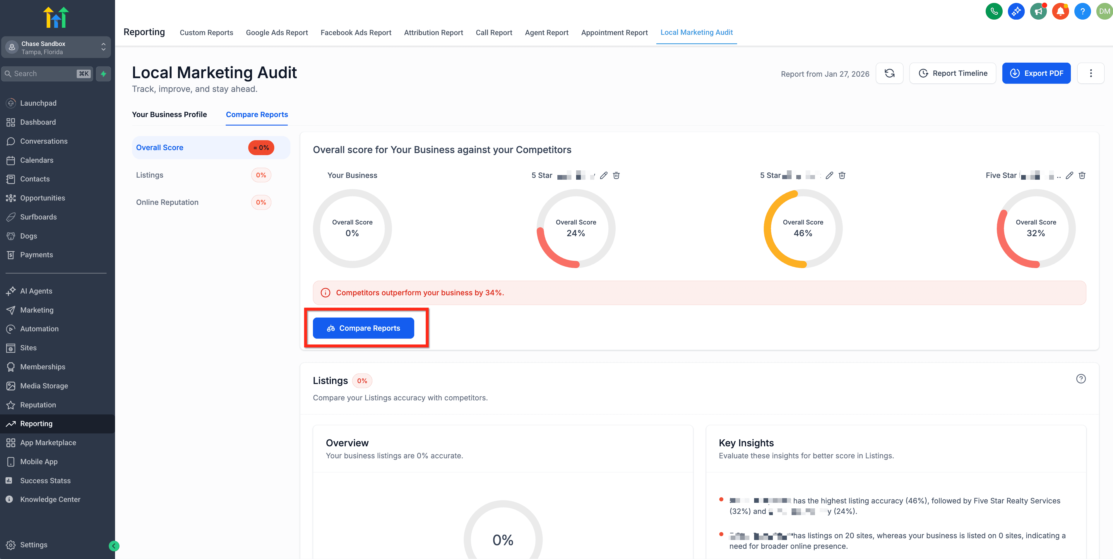 Schermata 11 — Come usare gli Audit di Marketing Locale e i Report Comparativi per la crescita strategica
