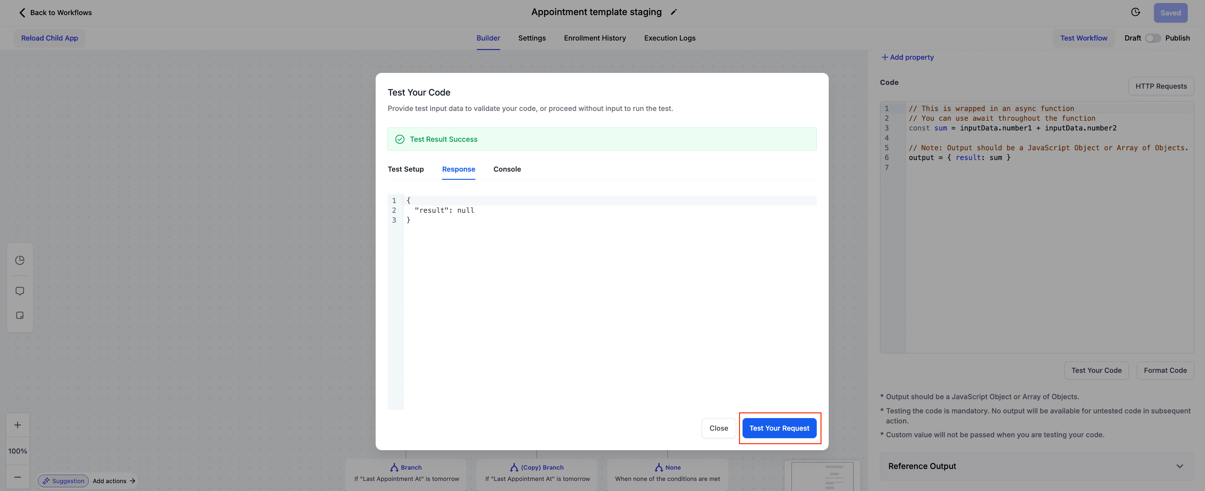 Schermata 12 — Azione Workflow - Custom Code