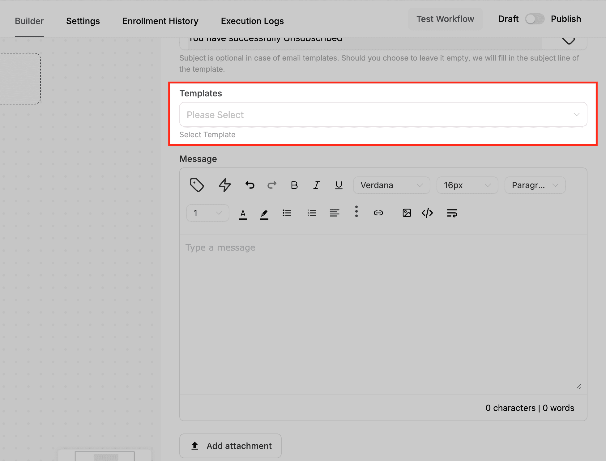 Schermata 5 — Azione Workflow - Invia Email
