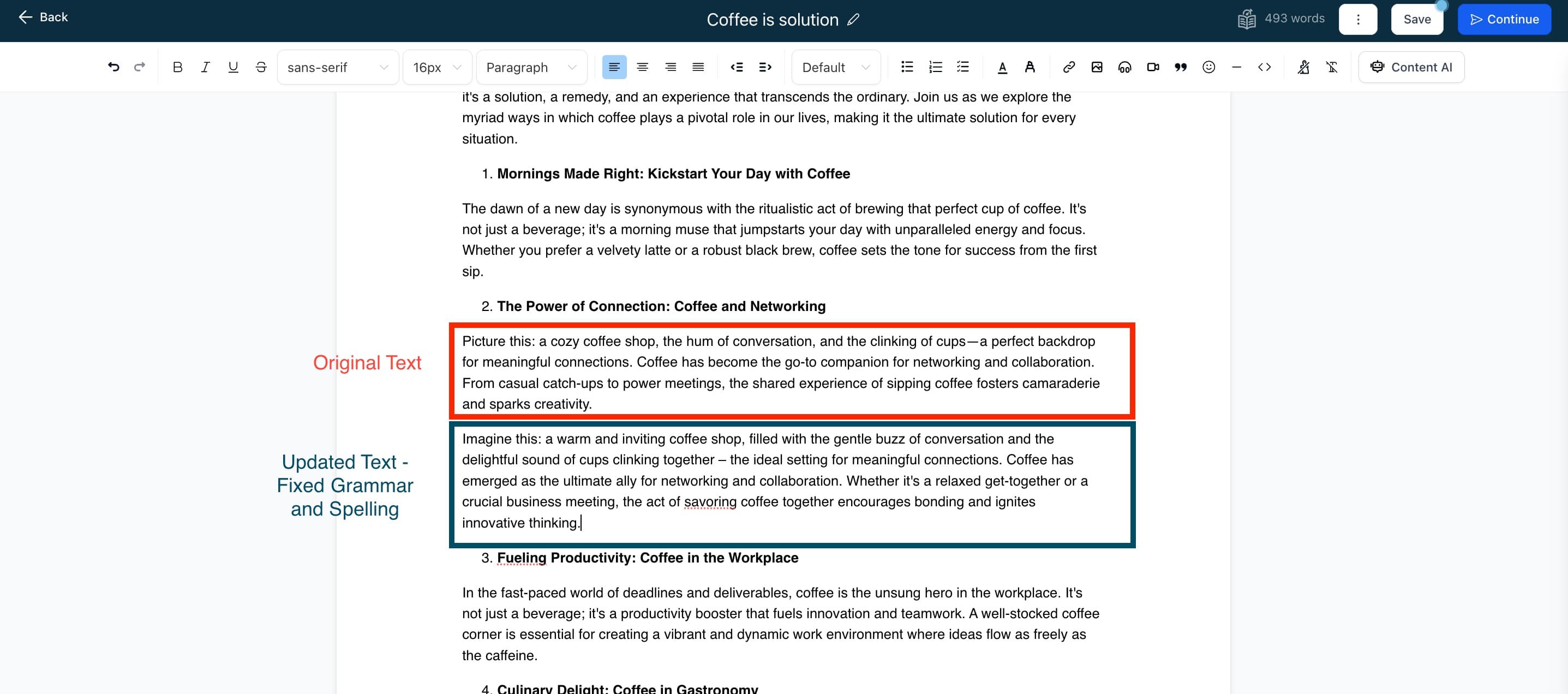 Schermata 6 — Come correggere grammatica e ortografia, allungare i contenuti e migliorare la scrittura nei Blog?
