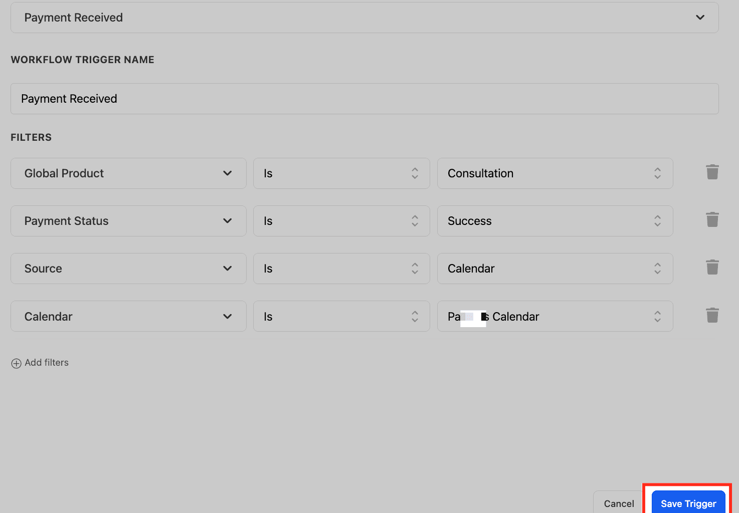 Schermata 10 — Workflow Trigger - Payment Received