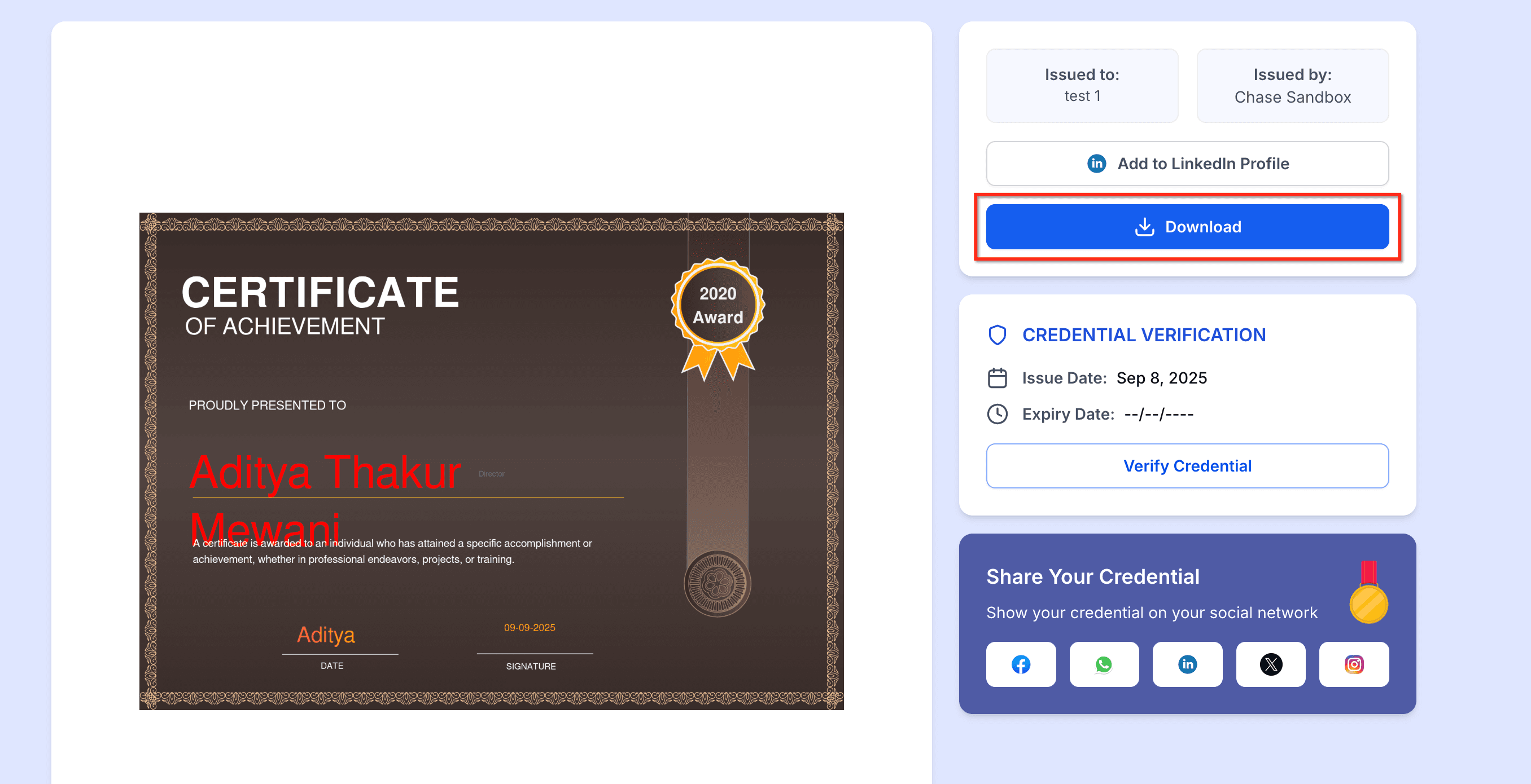 Schermata 4 — Anteprima Credenziali HITLEAD: Membership