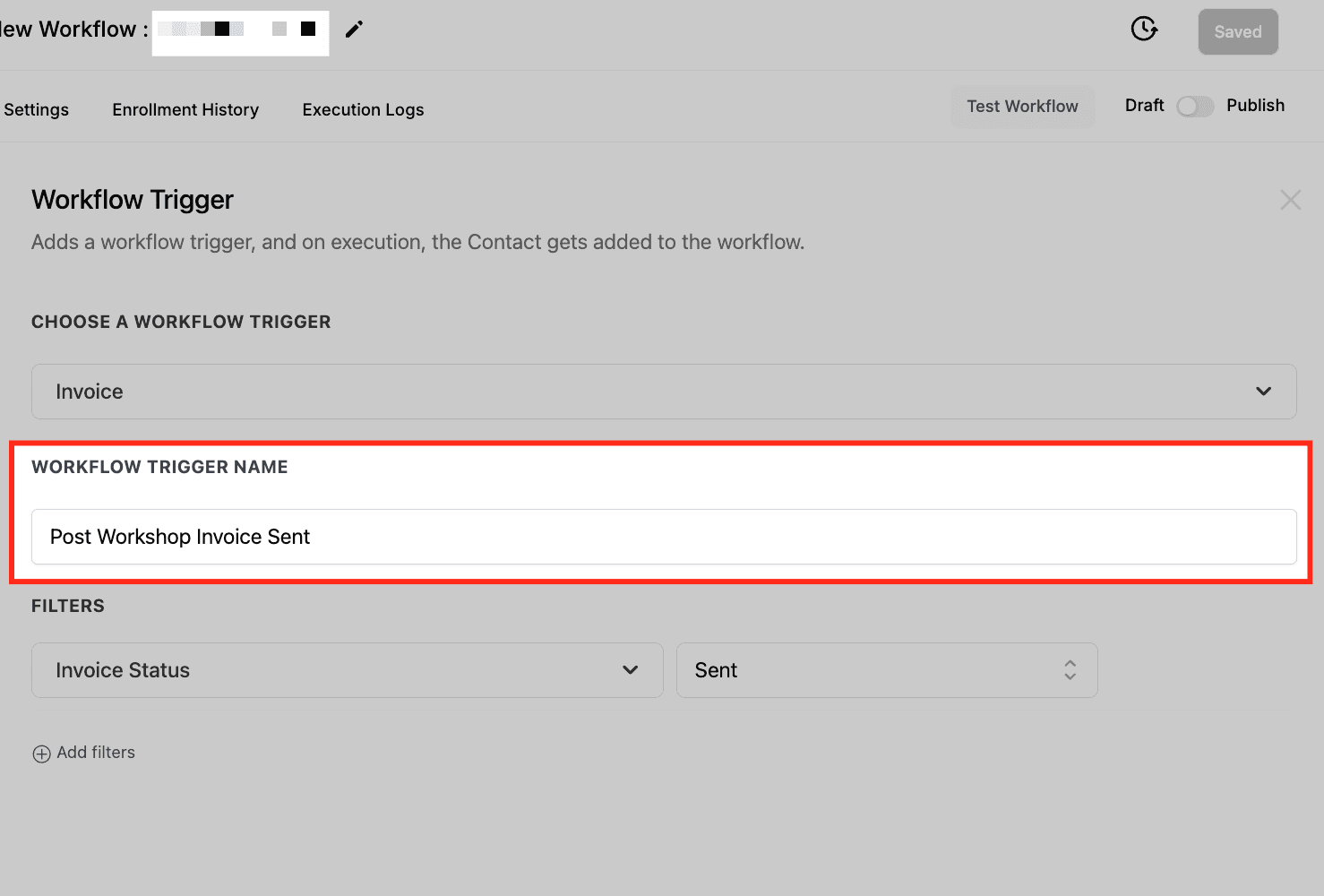 Schermata 2 — Workflow Trigger - Fattura