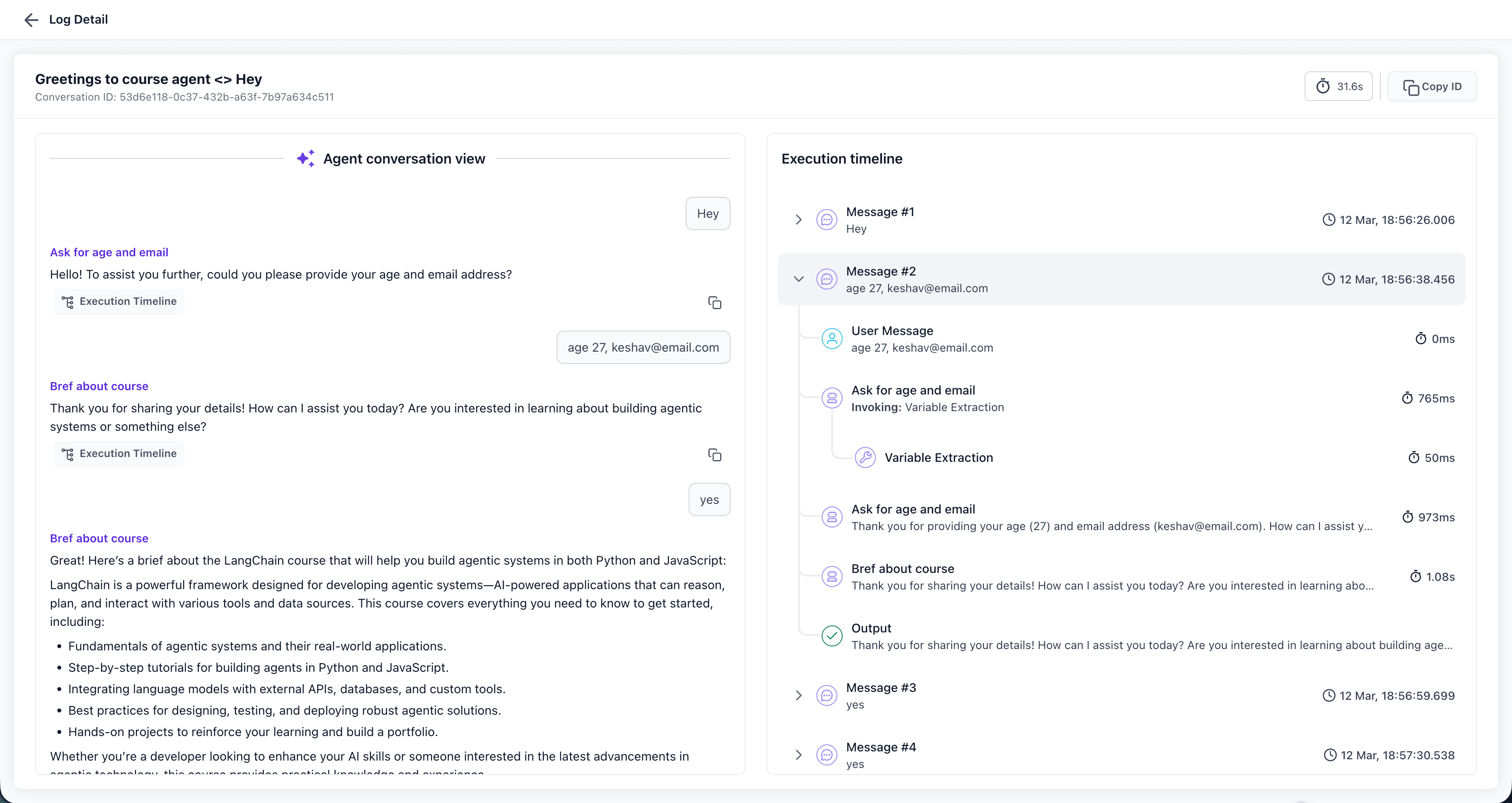 Schermata 2 — Panoramica di Agent Logs