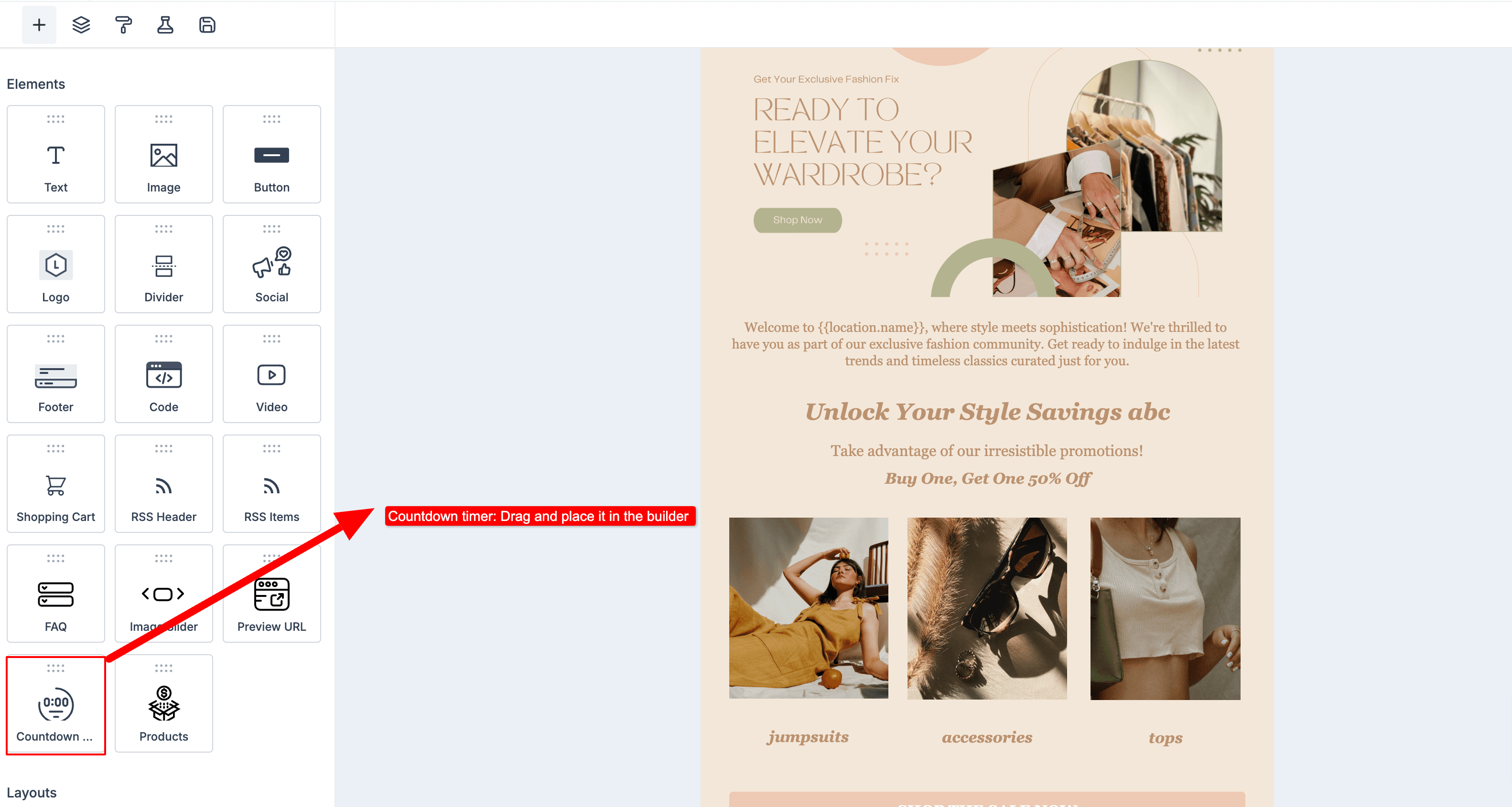 Schermata 1 — Come usare il countdown timer nelle email?