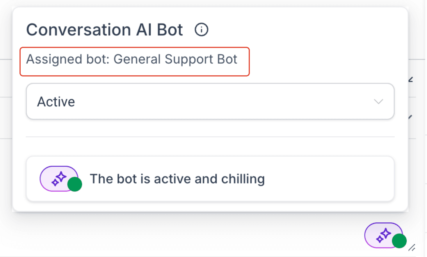 Schermata 1 — Azione Workflow - Aggiorna Bot e Stato della Conversazione AI