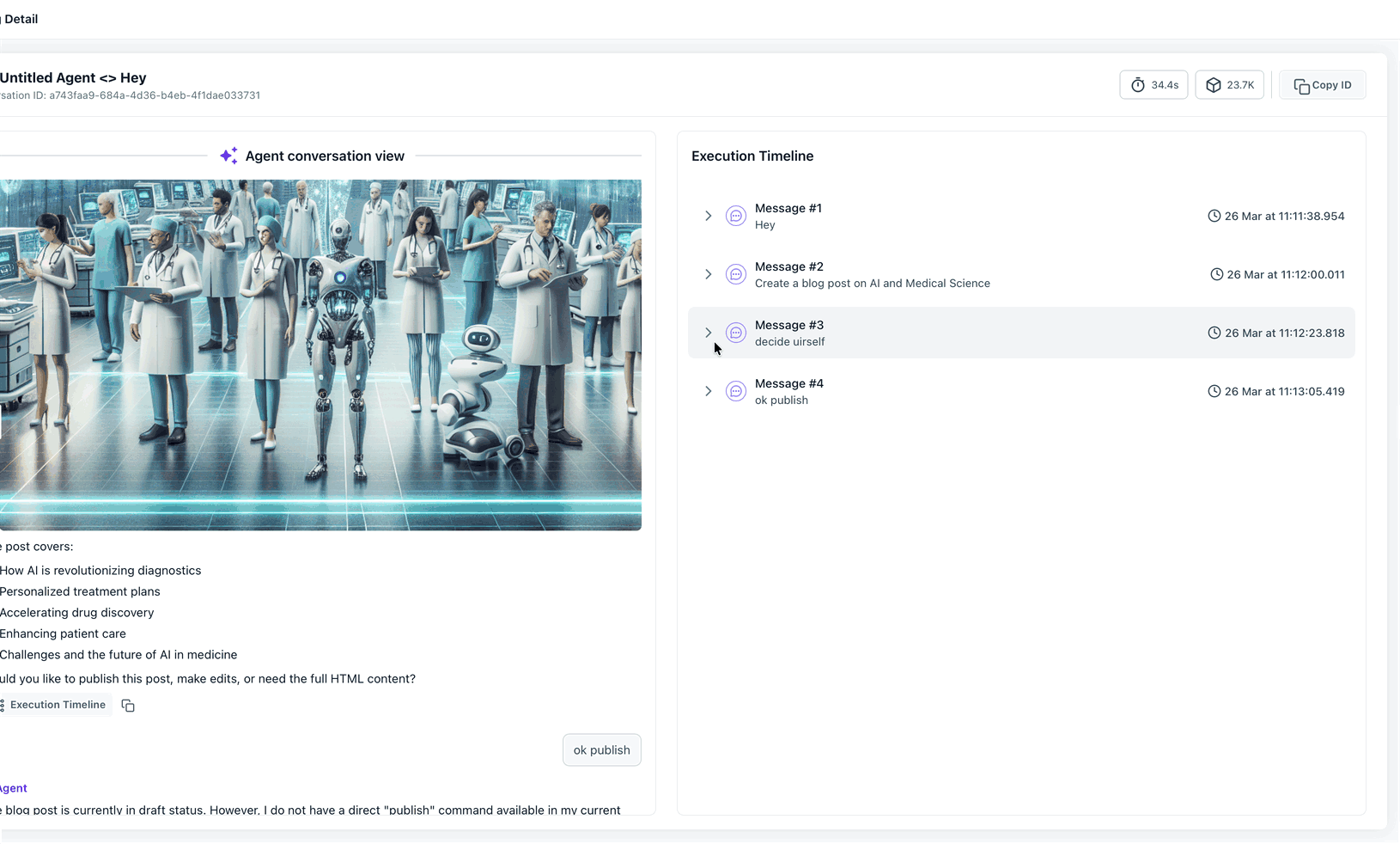 Schermata 3 — Panoramica di Agent Logs