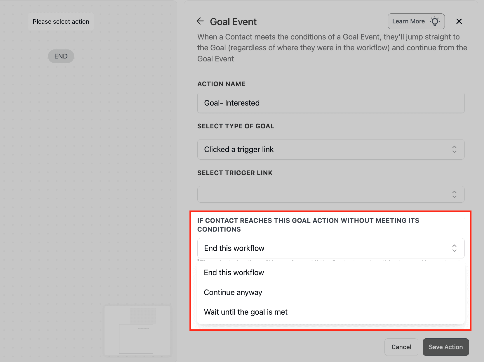 Schermata 11 — Azione Workflow - Goal Event
