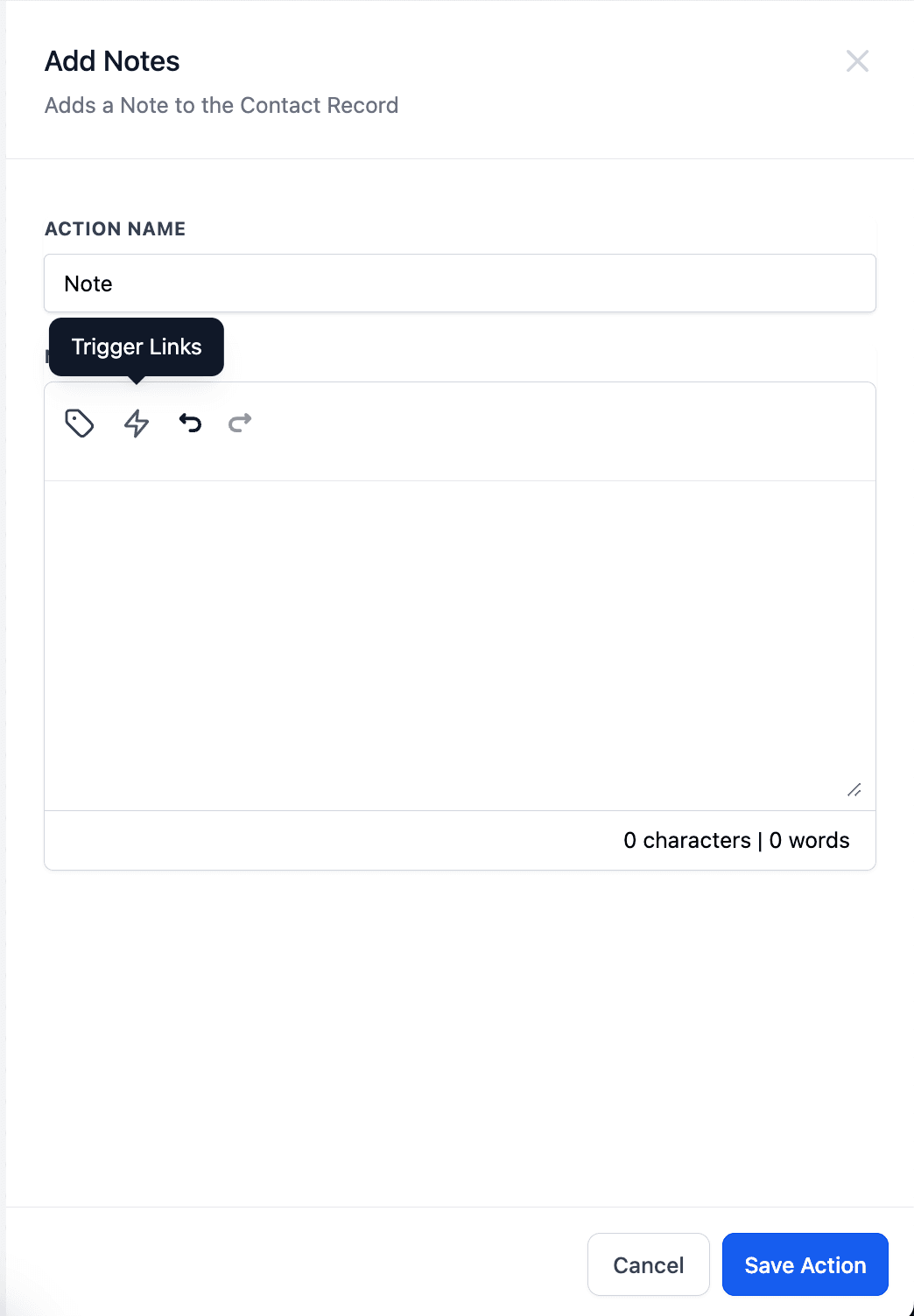 Schermata 3 — Azione Workflow - Aggiungi alle Note