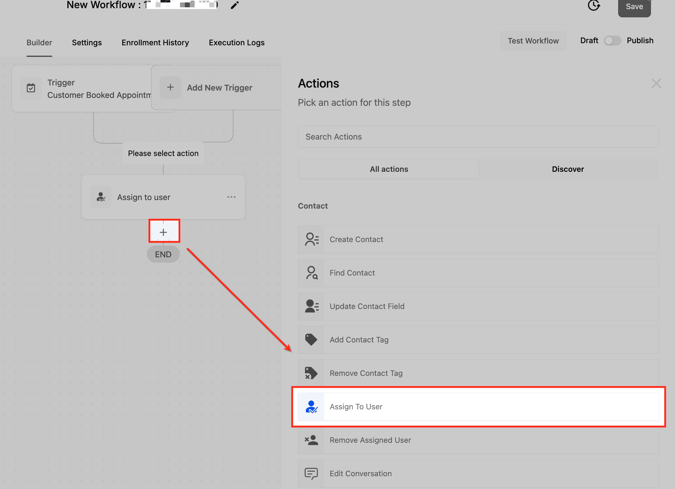 Schermata 1 — Azione Workflow - Assign To User