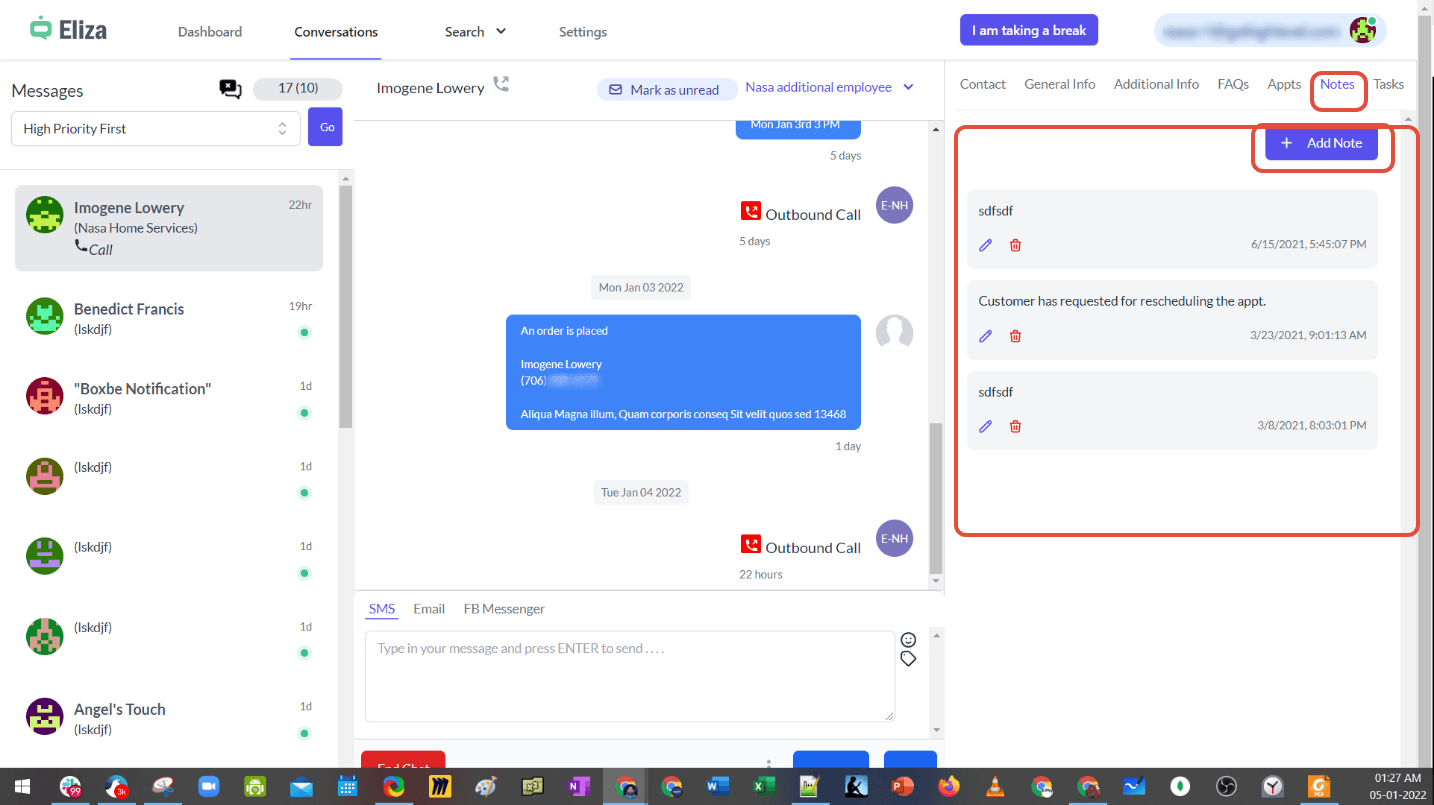 Schermata 9 — Eliza Agent Platform – Conversazioni