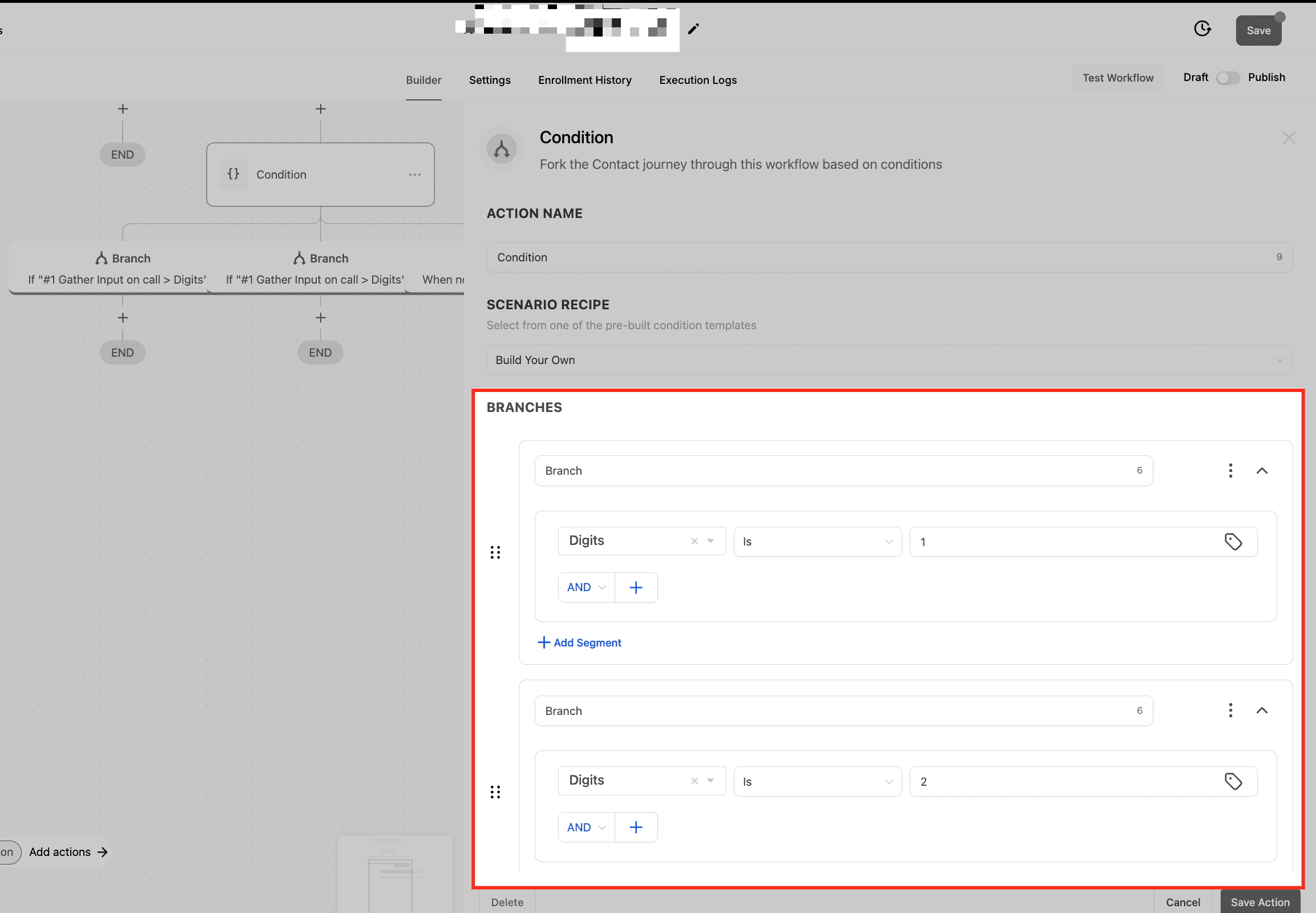 Schermata 15 — Guida all'IVR (Interactive Voice Response) - Trigger e Azioni