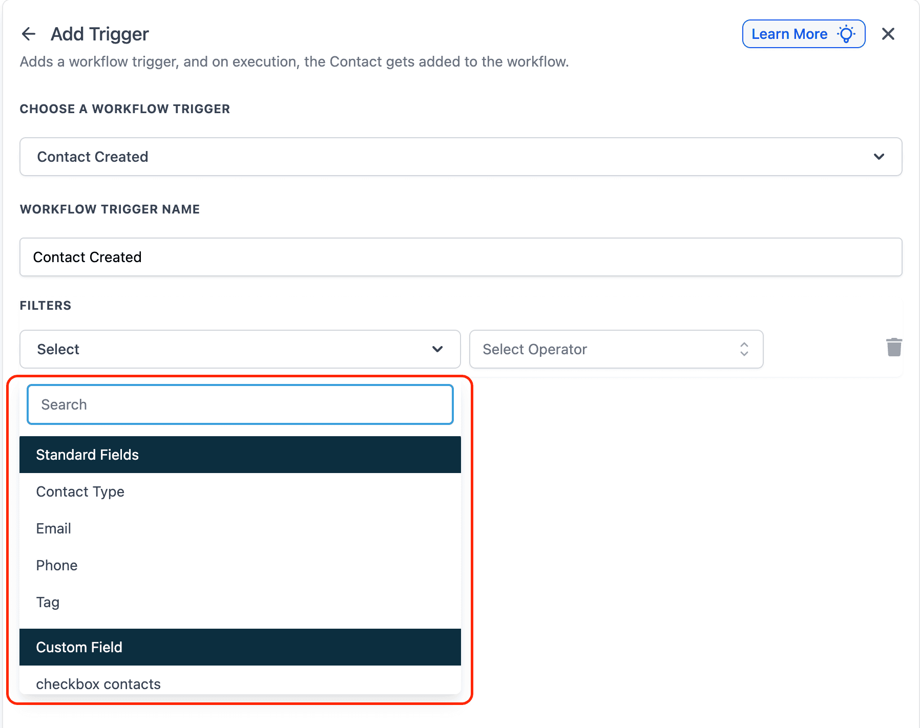 Schermata 5 — Workflow Trigger - Contatto Creato
