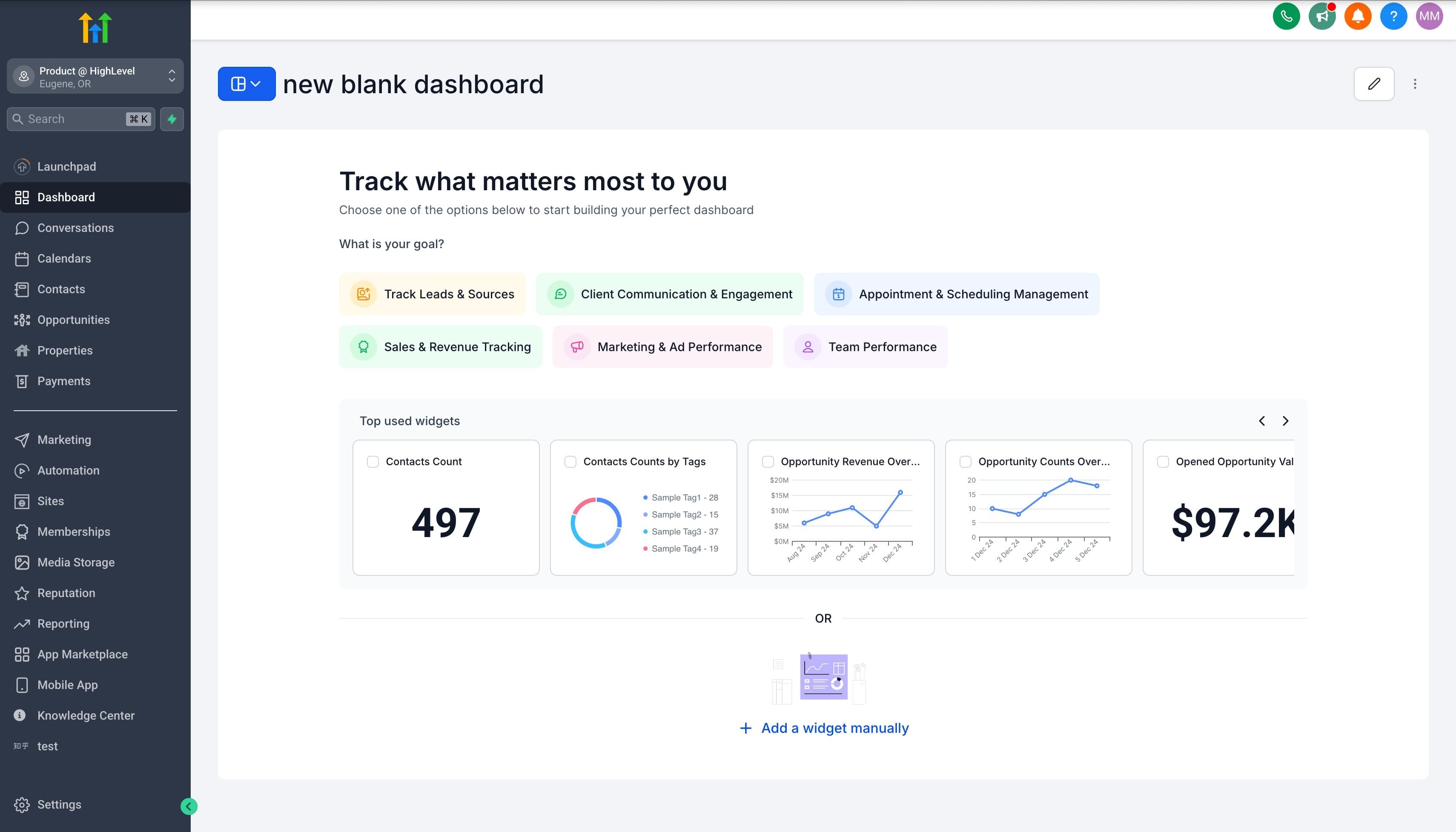 Schermata 2 — Pagina Dashboard del Subaccount - Visualizzazione e Modifica