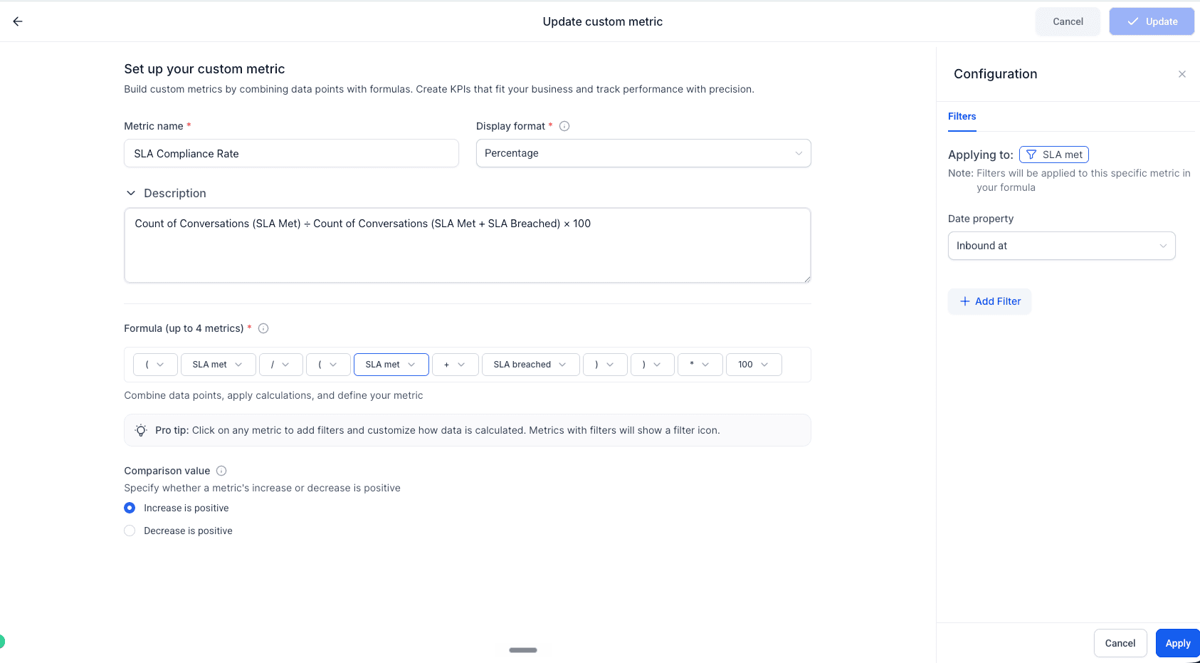 Schermata 8 — SLA Widget per Dashboard e Reportistica
