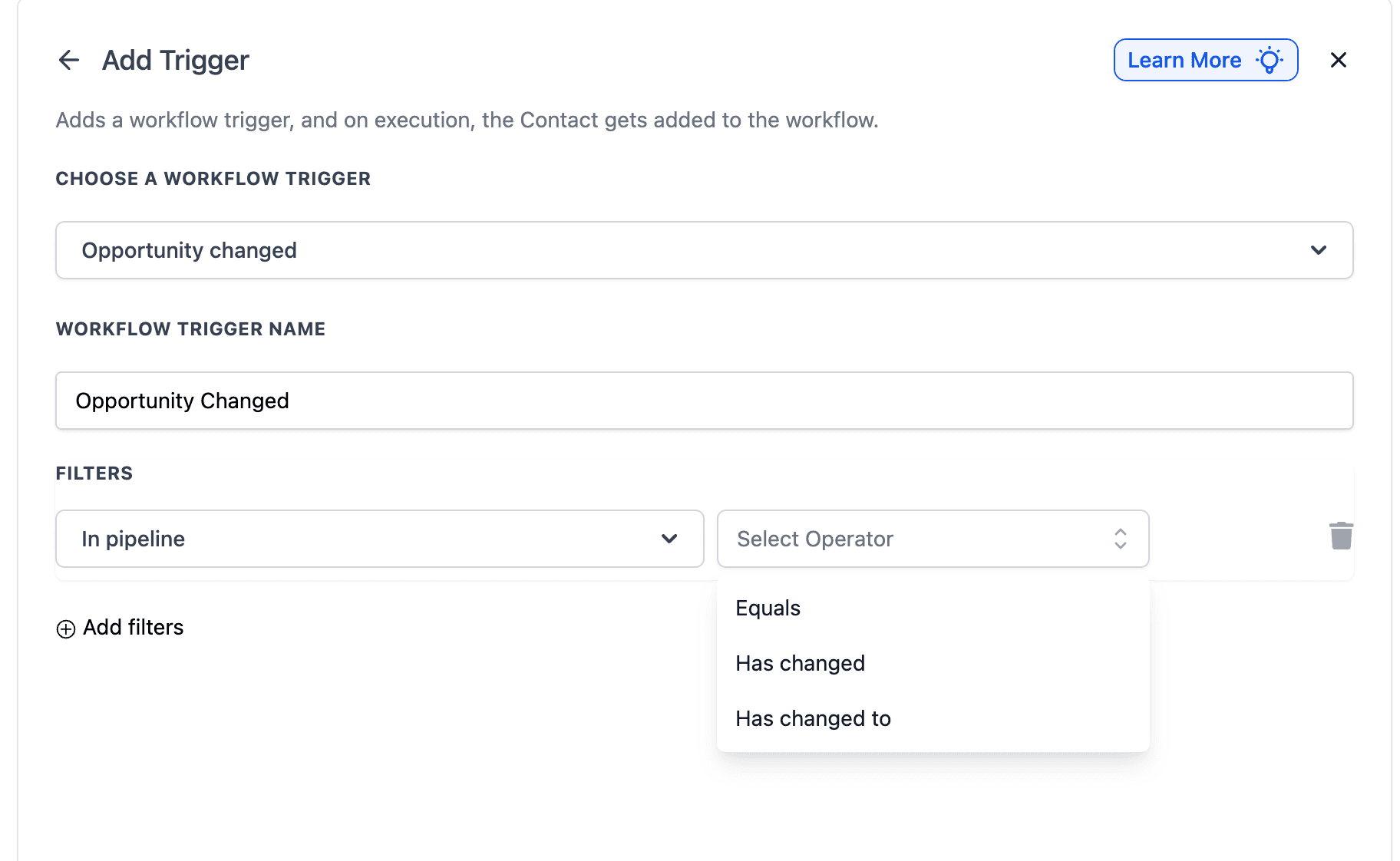 Schermata 6 — Workflow Trigger - Opportunity Changed