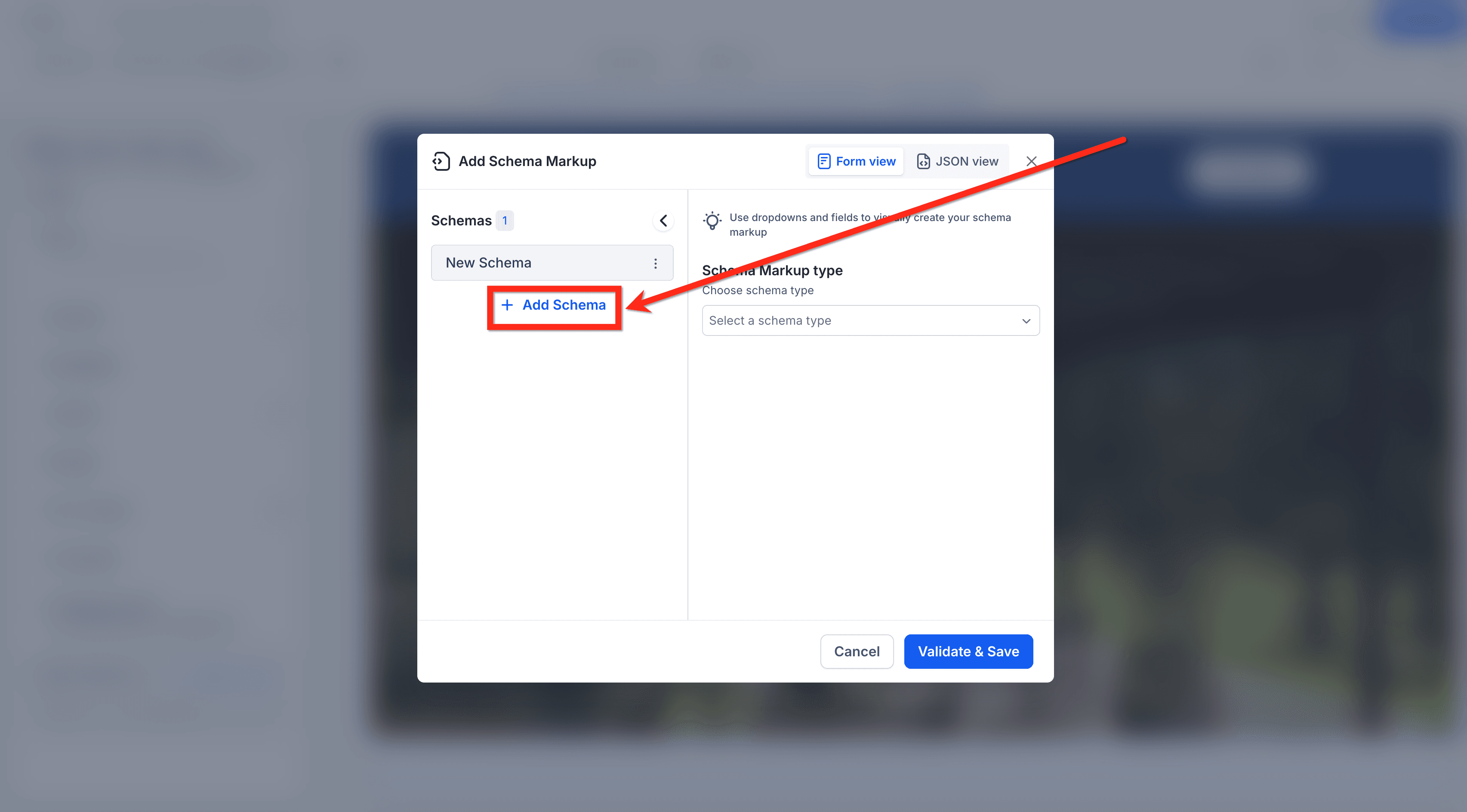 Schermata 6 — Come aggiungere manualmente Schema Markup in Funnel e Siti Web