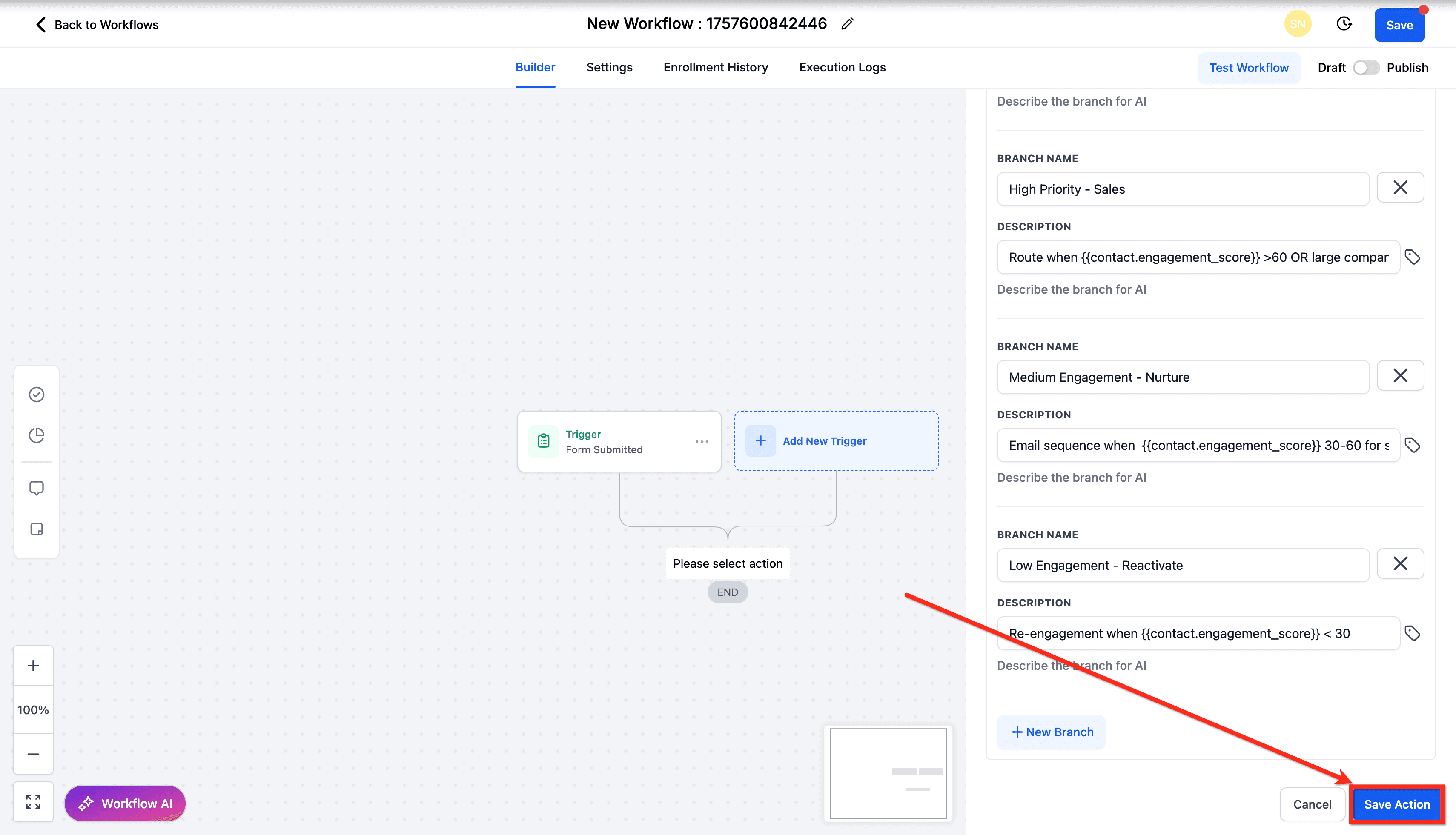 Schermata 8 — Azione Workflow - AI Decision Maker