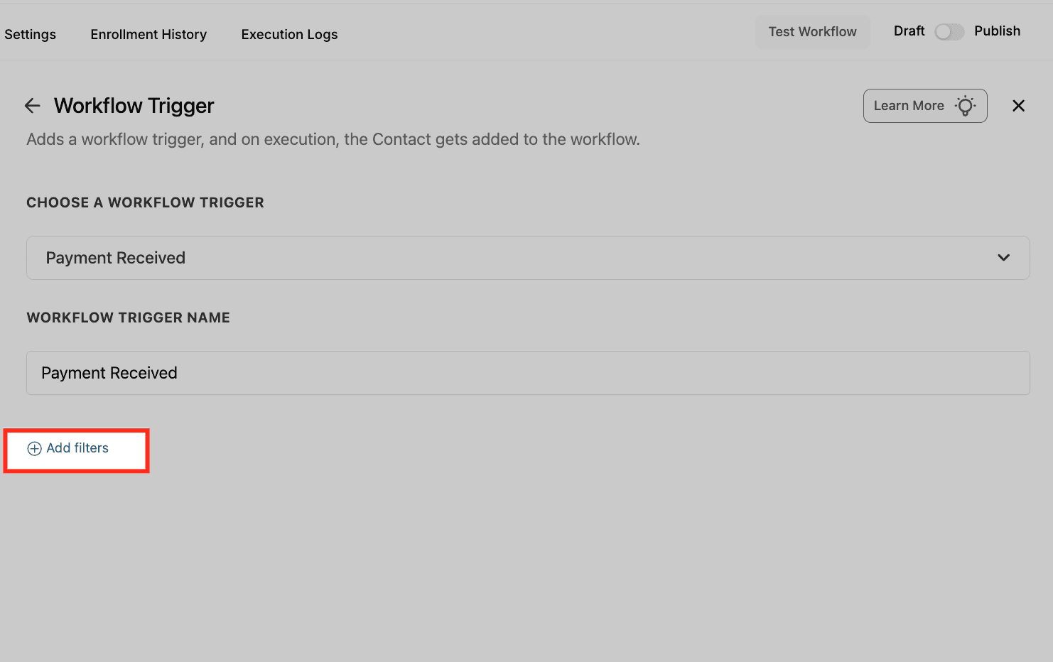 Schermata 4 — Workflow Trigger - Payment Received