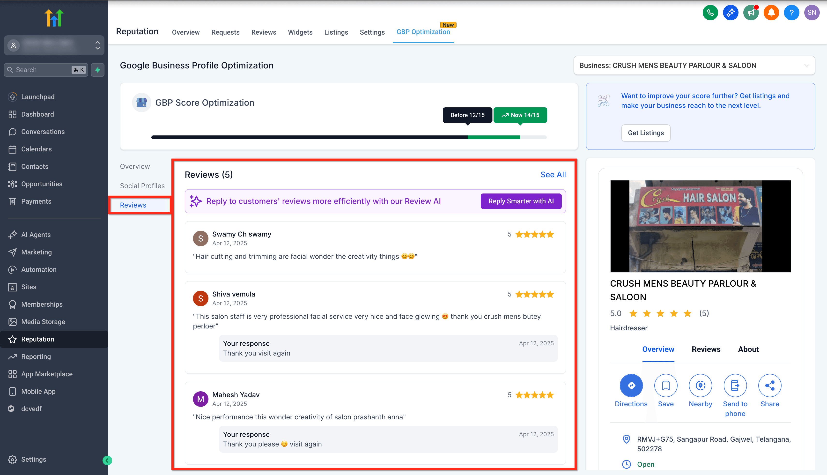 Schermata 9 — Ottimizza il tuo Google Business Profile in HITLEAD