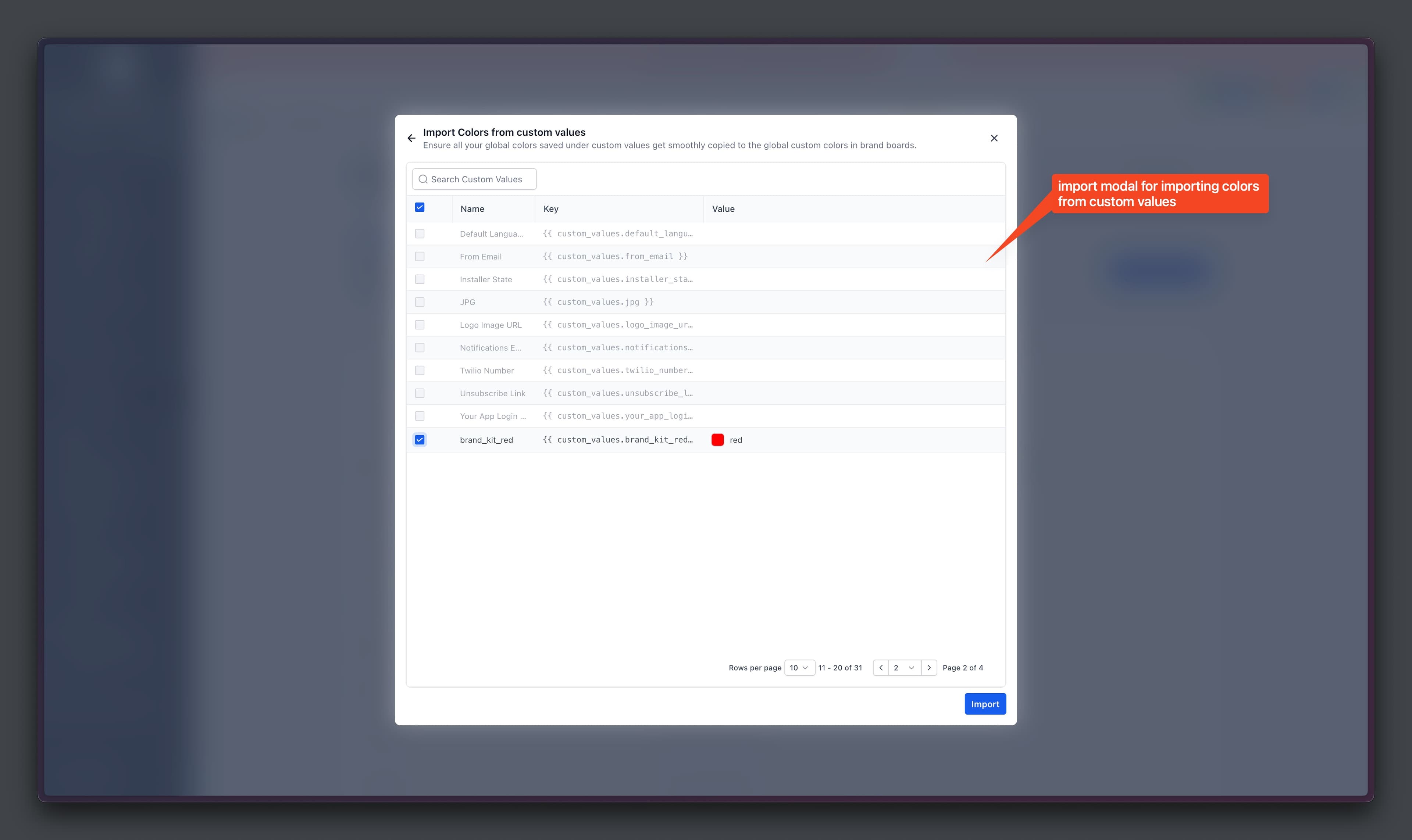 Schermata 5 — Guida: Colori Personalizzati Globali