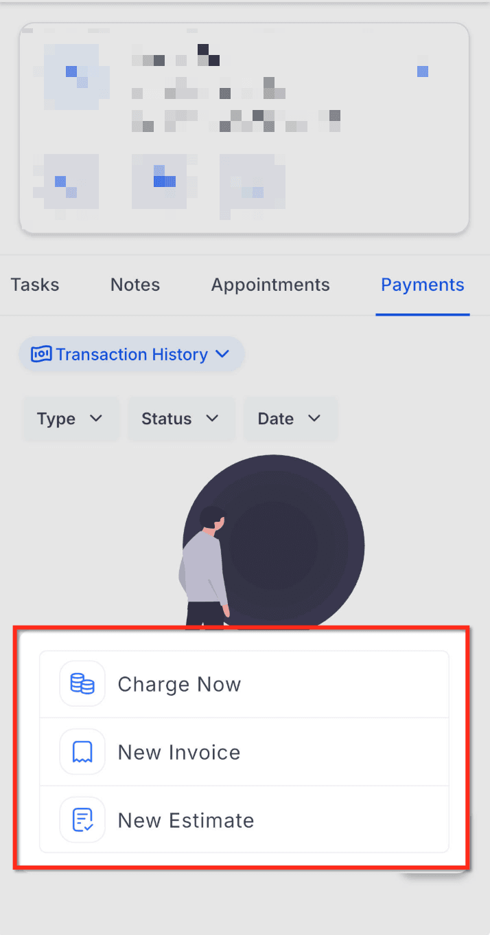 Schermata 8 — Tab Pagamenti in Contatti e Opportunità su Mobile
