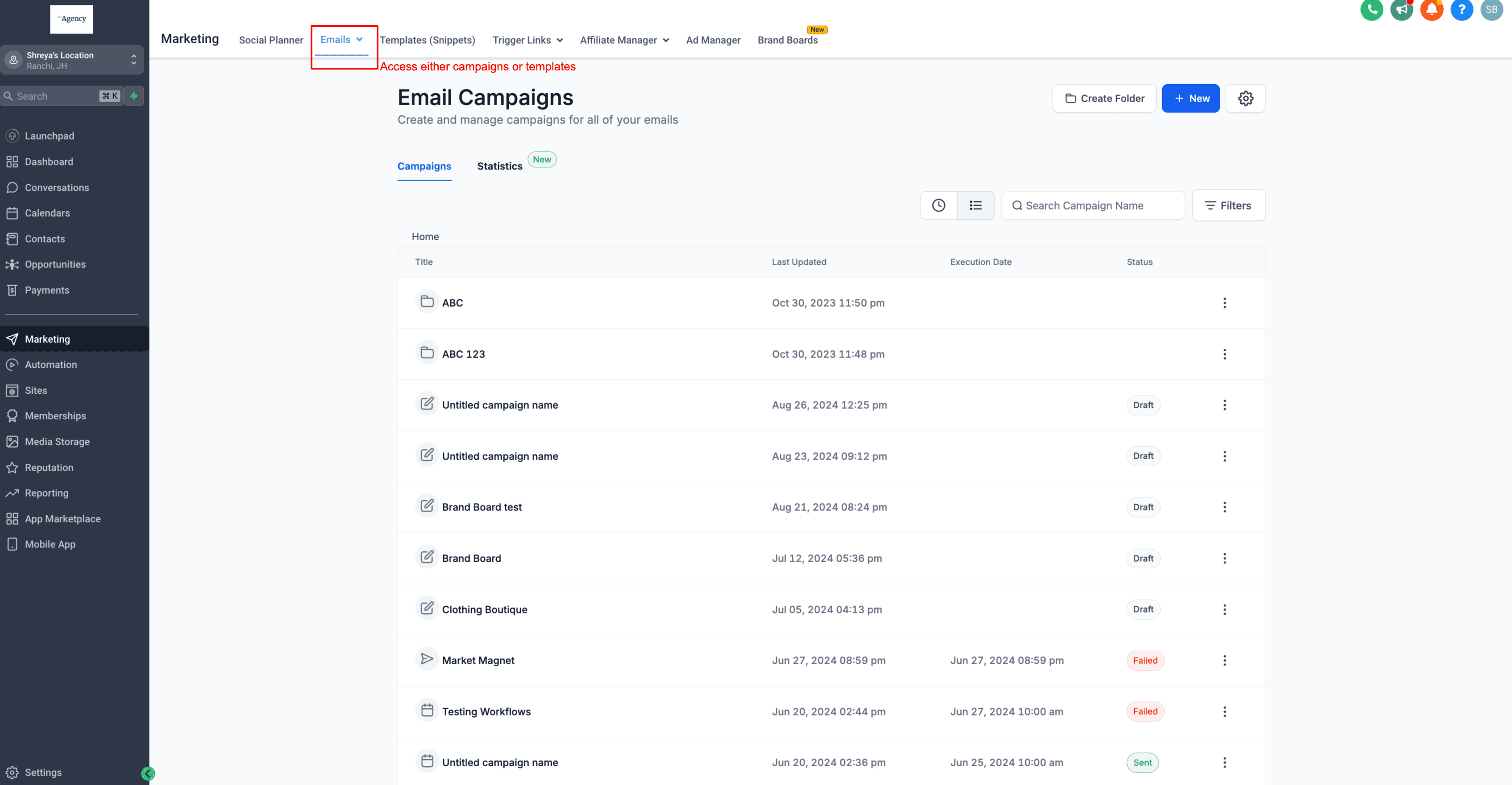 Schermata 1 — Come usare i Brand Board nelle email?