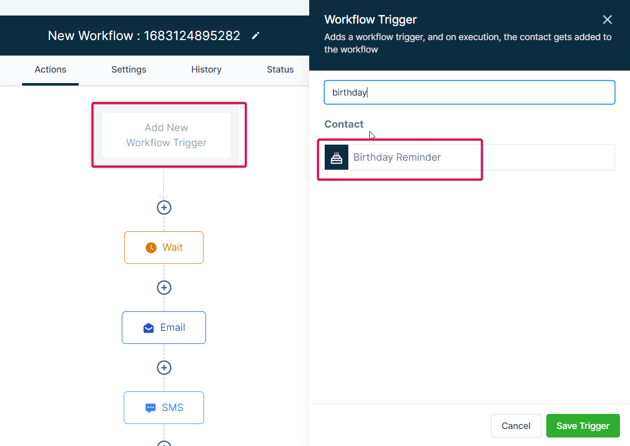 Schermata 3 — Workflow Trigger - Promemoria Compleanno