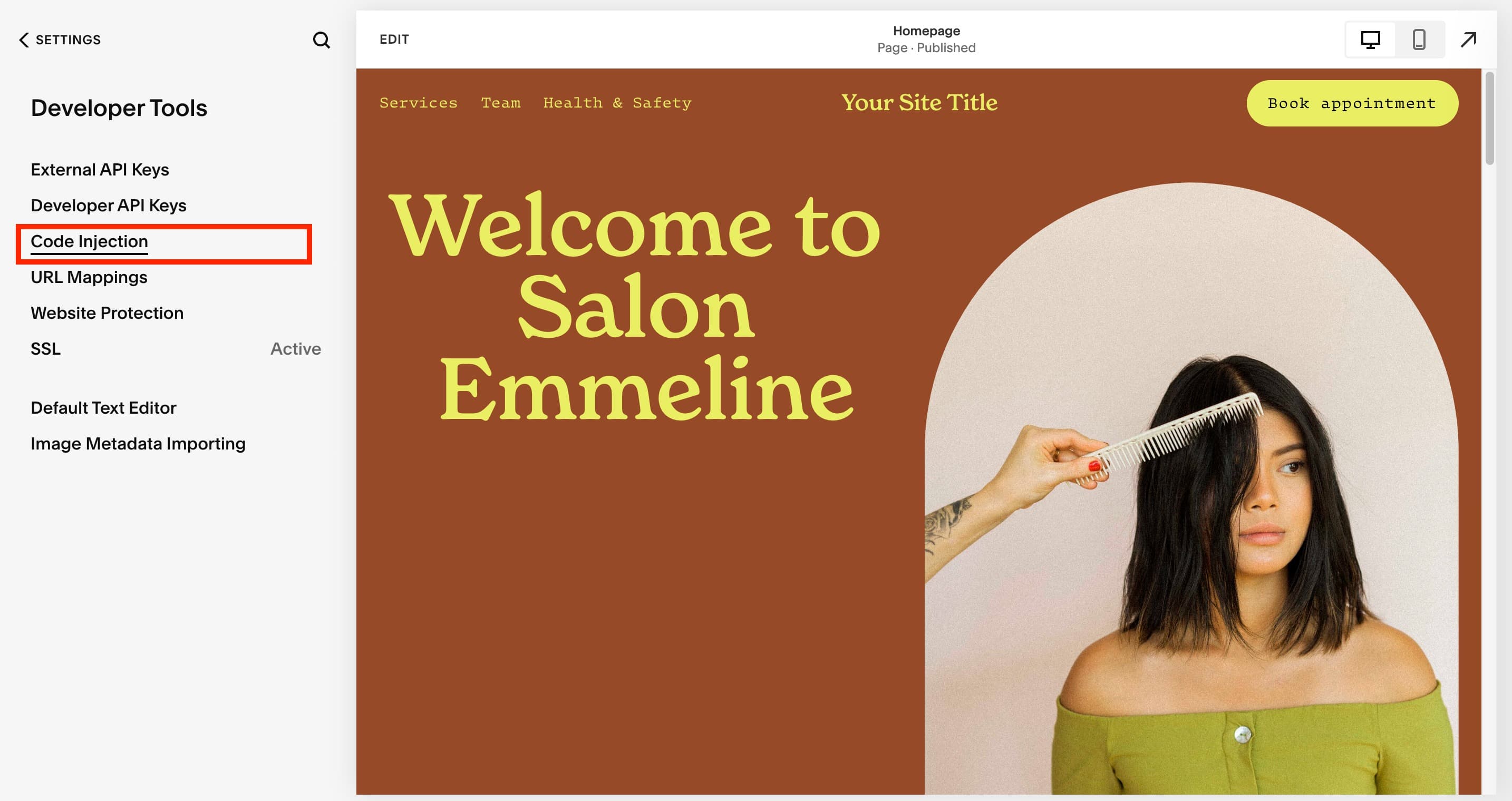 Schermata 4 — Aggiungi il Chat Widget di HITLEAD al tuo sito Squarespace