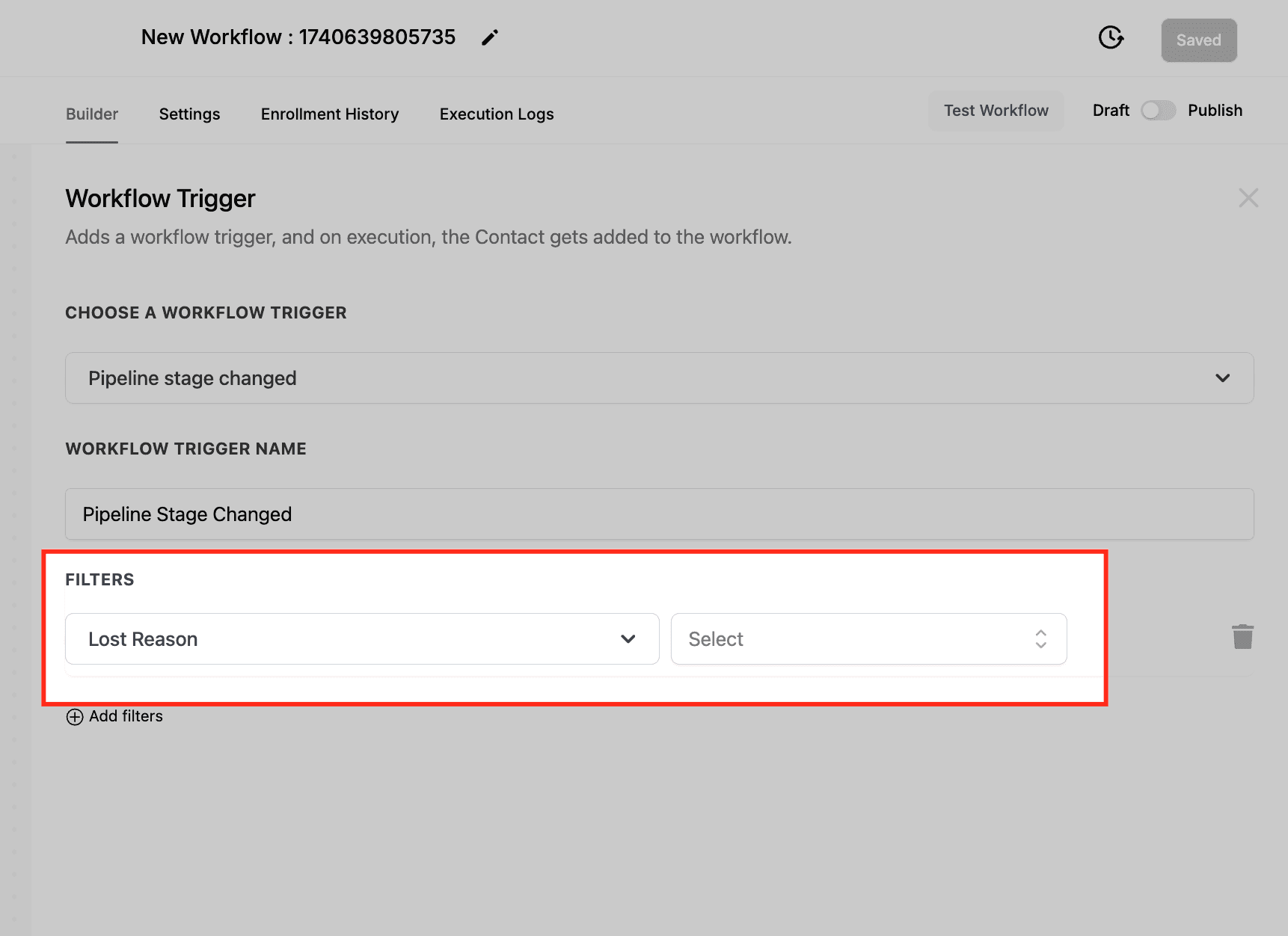 Schermata 9 — Workflow Trigger - Pipeline Stage Changed